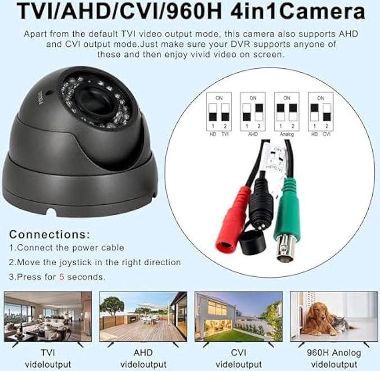 Alt view image 2 of 6 - Anpviz Analog CCTV Camera HD 1080P 4-in-1 Security Camera(TVI/AHD/CVI/960H CVBS) Analog Security Camera 2.8-12mm Varifocal Lens 36 IR-LEDs Turret Dome Camera for Day& Night