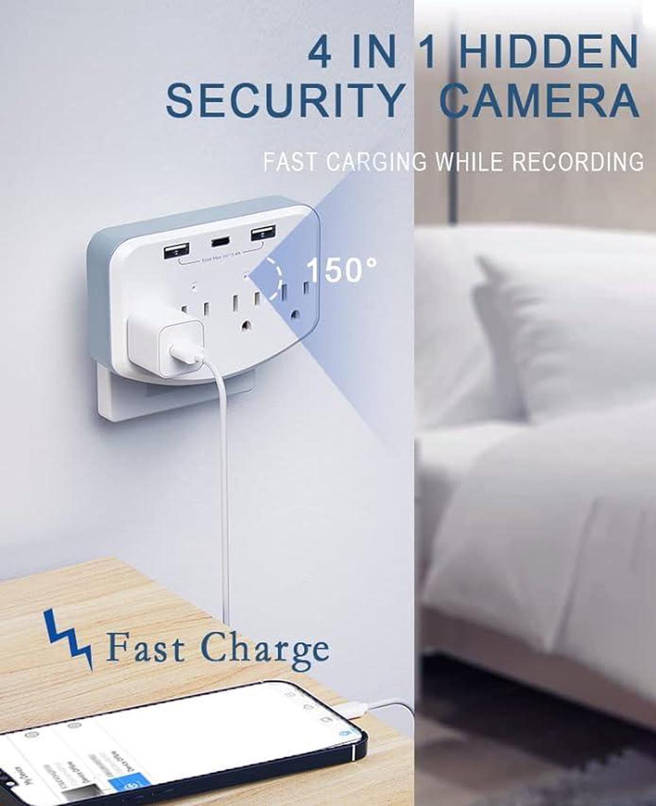 Alt view image 4 of 5 - Phouqtem Hidden Camera WiFi Spy Camera Hidden Cameras Wall Charger Nanny Cam with USB Fast Charger Outlet HD 1080P Wireless for Home Security Secret Camera Charging Port with Video