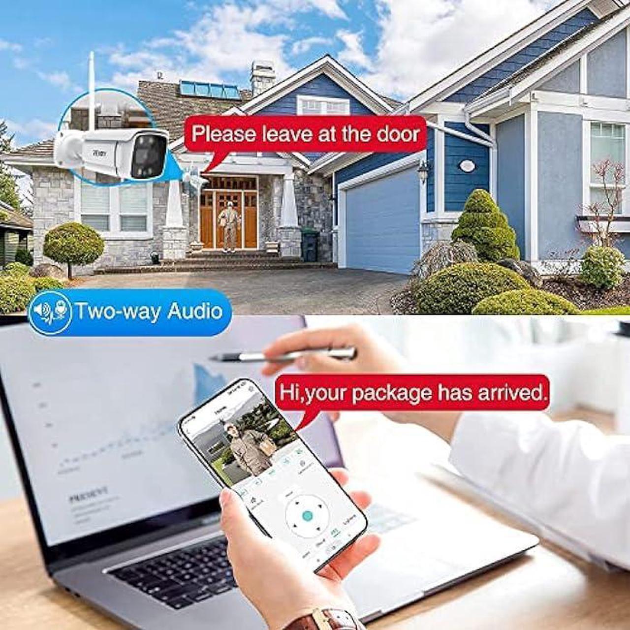 Alt view image 3 of 7 - REIGY 3MP WiFi Security Camera System with Floodlight Without Hard Drive, 2K Outdoor Home Surveillance Set 8CH 5MP NVR + 4X 1296P IP Cam, 2-Way Audio Remote View Color Night Vision Motion Detection