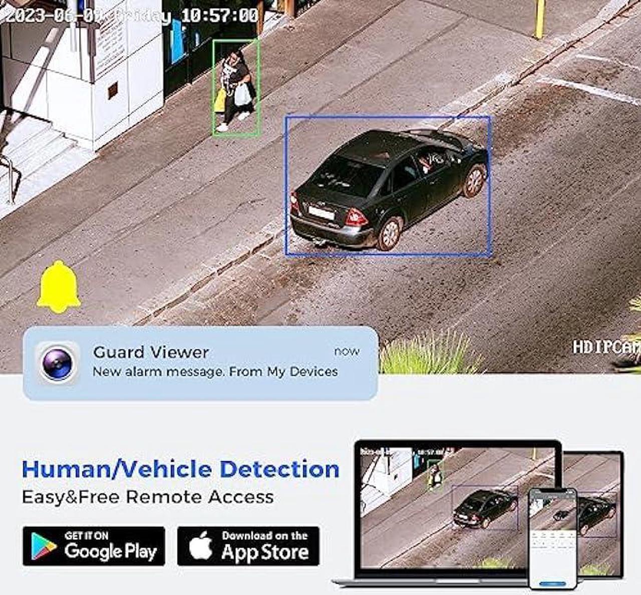 Alt view image 2 of 5 - [Spotlight+2 Way Audio] Hiseeu 4K PoE Security Camera System,Home Surveillance Kits w/4Pcs 5MP IP Security Camera Outdoor&Indoor,Extendable to 16 CH,Waterproof,Human/Vehicle Detect,1TB HDD,7/24 Record