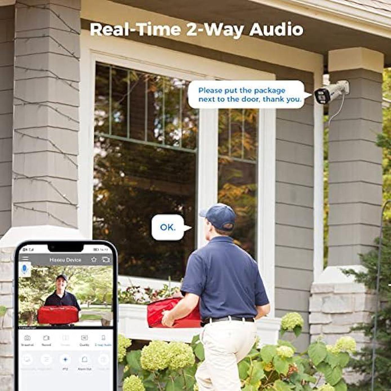 Alt view image 3 of 5 - [Spotlight+2 Way Audio] Hiseeu 4K PoE Security Camera System,Home Surveillance Kits w/4Pcs 5MP IP Security Camera Outdoor&Indoor,Extendable to 16 CH,Waterproof,Human/Vehicle Detect,1TB HDD,7/24 Record