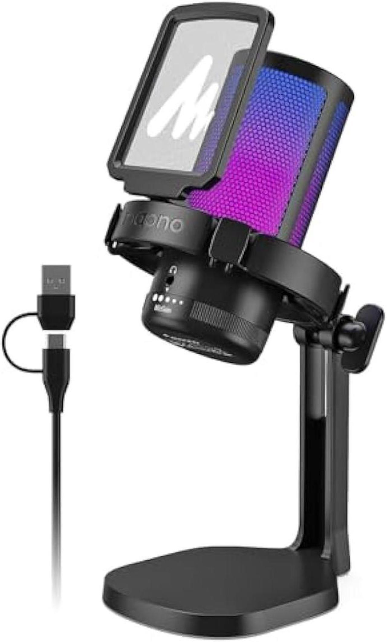 Main image of MAONO USB Gaming Microphone for PC, Noise Cancellation Condenser Mic with RGB Lights, Mute, Gain for Streaming, Recording, Podcast, Chat, Twitch, YouTube, Discord, Computer, PS5, PS4, GamerWave