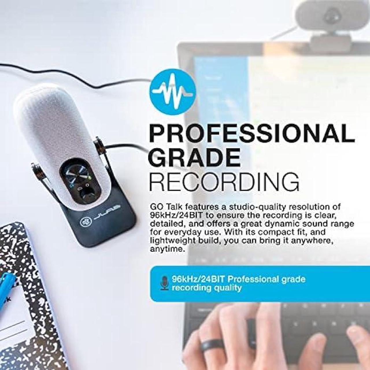 Alt view image 2 of 6 - JLab Go Talk USB Microphone, White, USB-C Output, Cardioid or Omnidirectional, 96k Sample Rate, 20Hz, 20kHz Frequency Response, Volume Control and Quick Mute, 3.5mm AUX, Plug and Play
