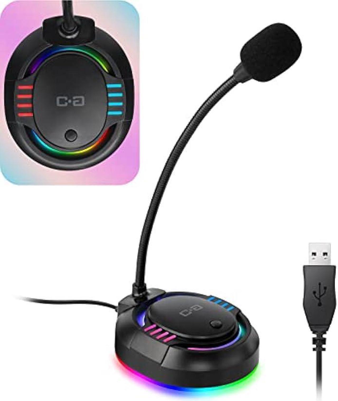 Main image of C G CHANGEEK USB Microphone with RGB Glowing Light & Mute for Laptop PC Desktop Computers, Gaming Microphone for PC PS4 / 5, Ideal Condenser Mic for Dictation/Con-Call/Meeting/Gaming, CGS-M2