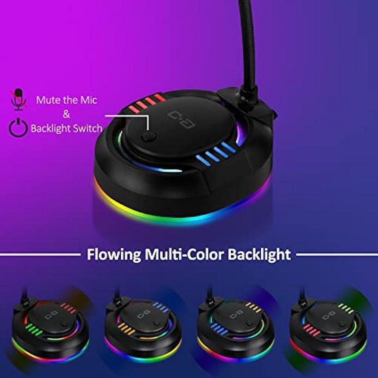 Alt view image 2 of 7 - C G CHANGEEK USB Microphone with RGB Glowing Light & Mute for Laptop PC Desktop Computers, Gaming Microphone for PC PS4 / 5, Ideal Condenser Mic for Dictation/Con-Call/Meeting/Gaming, CGS-M2