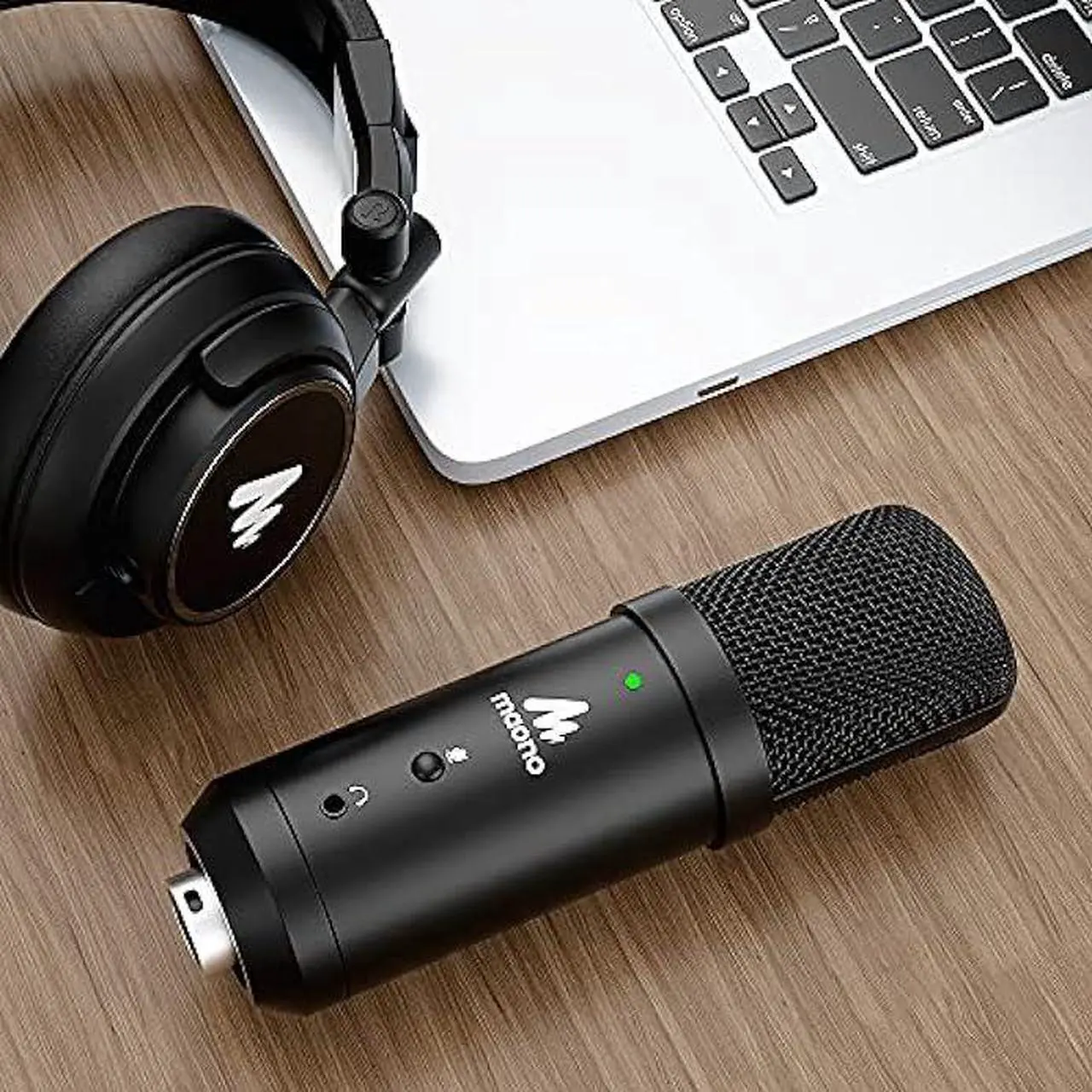 Alt view image 2 of 7 - MAONO USB Podcast Microphone with Headphone Set, Zero-Latency Monitoring Computer Condenser PC Mic 192KHZ/24Bit with Mute Button for Recording, Voice Over, StreamingAU-PM401H