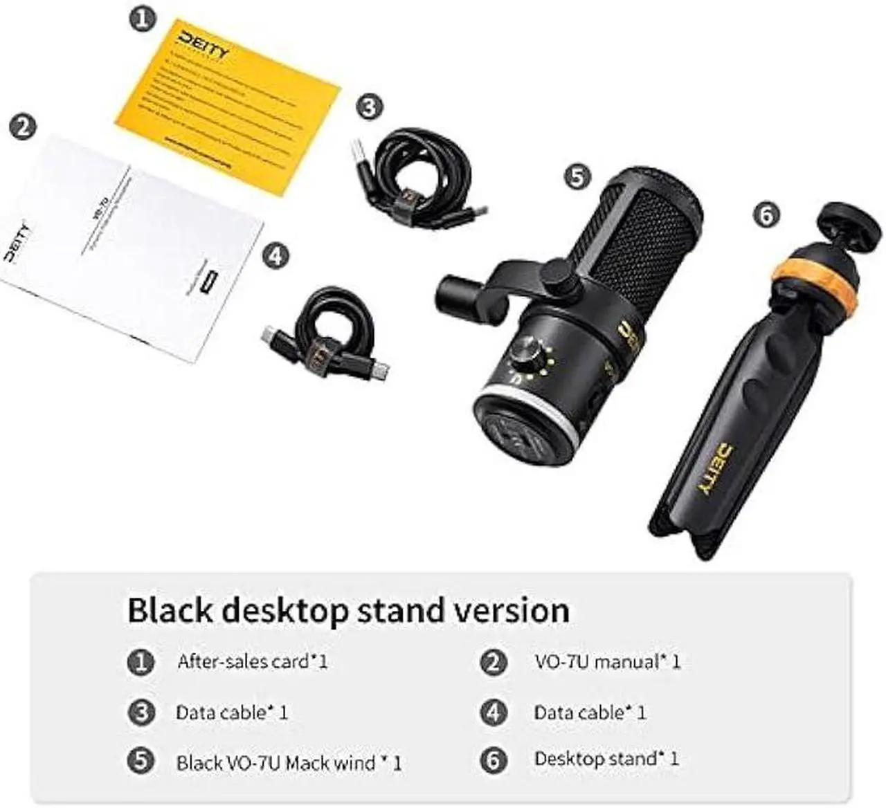 Alt view image 2 of 6 - Deity VO-7U Tripod Kit USB Broadcast Microphone Dynamic USB Mic with RGB Lighting Effect for Phones Laptop PS5 Xbox Game Live Stream Conference Broadcast (Standard Black)