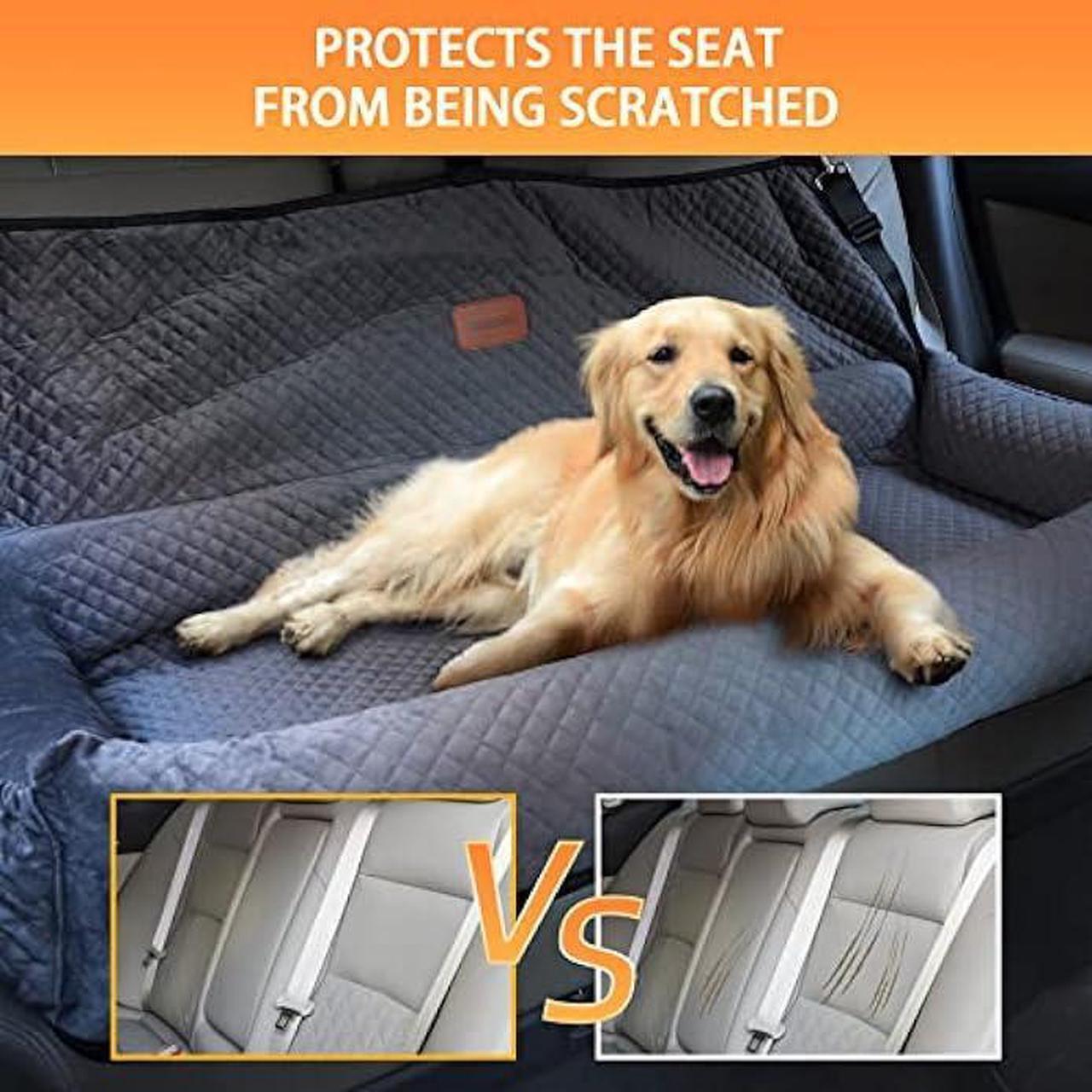 Alt view image 3 of 6 - Dog Car Seat for Back Seat Pet Booster Seat Travel Puppy Bed with Safety Belt Backseat Protector for Large/Medium/Small Dogs,Removable Washable Cover, Storage Pockets,Fits Cars/Trucks/SUVsGrey