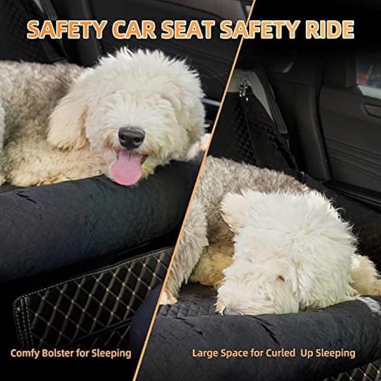 Alt view image 4 of 6 - Dog Car Seat for Back Seat Pet Booster Seat Travel Puppy Bed with Safety Belt Backseat Protector for Large/Medium/Small Dogs,Removable Washable Cover, Storage Pockets,Fits Cars/Trucks/SUVsGrey