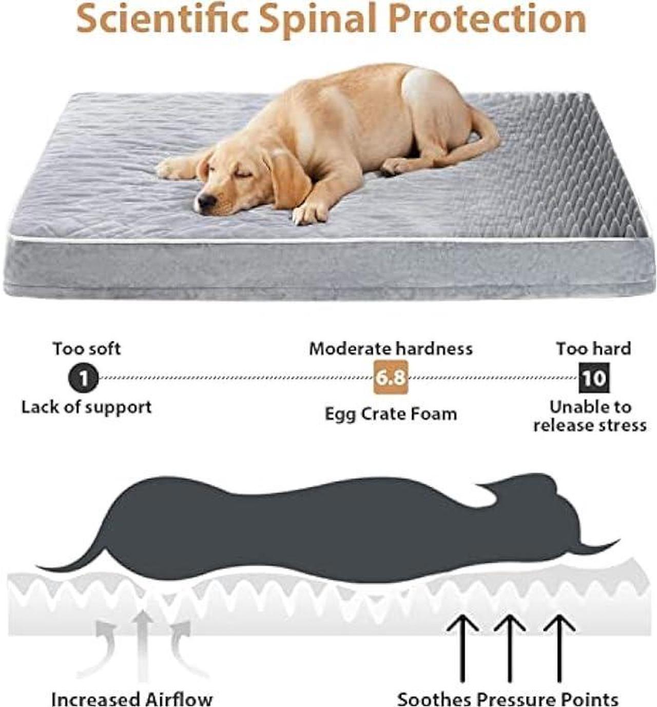 Alt view image 3 of 6 - WNPETHOME Orthopedic Dog Beds for Large Dogs, Extra Large Waterproof Dog Bed with Removable Washable Cover & Anti-Slip Bottom, Egg Crate Foam Pet Bed Mat, Multi-Needle Quilting XXXL Dog Bed