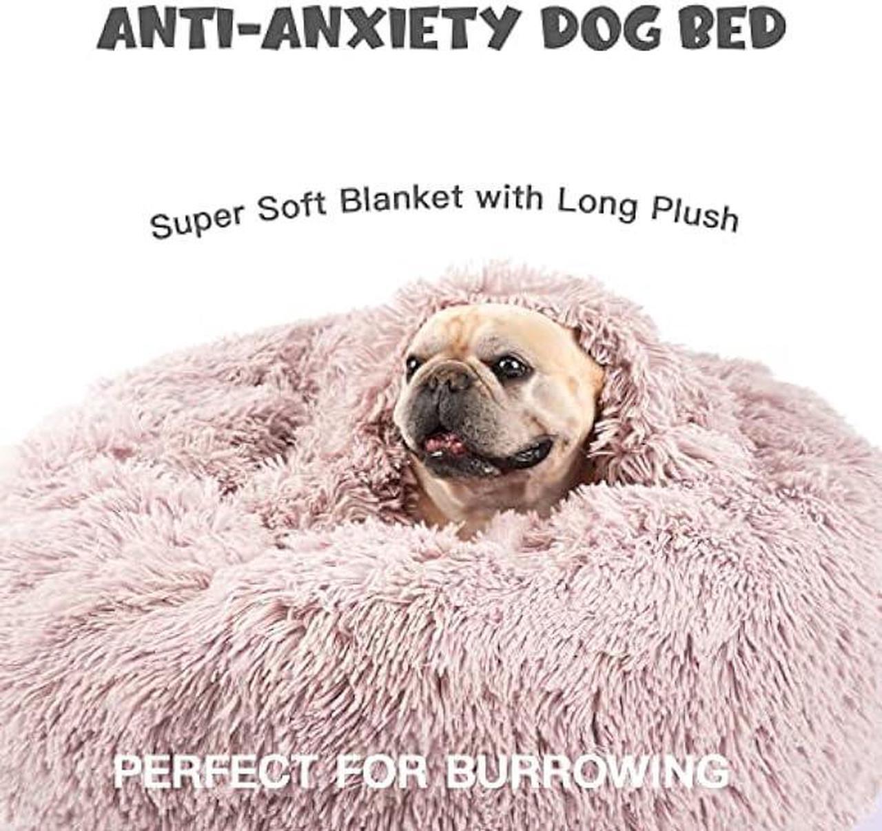 Alt view image 2 of 6 - Himax Dog Beds for Small Dogs, Donut Dog Bed with Blanket Attached, Calming Dog Bed Washable (20/26/35)