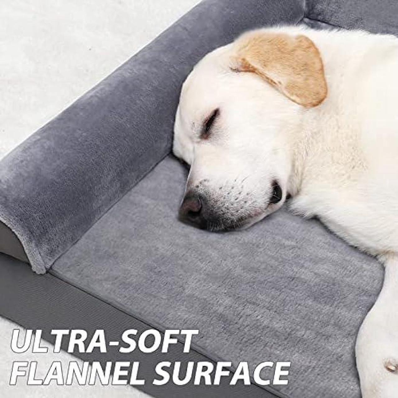 Alt view image 3 of 6 - KSIIA Orthopedic Dog Bed Waterproof Dog Beds for Large Dogs Flannel Bolster Dog Couch Bed with Egg Crate Foam Removable Washable Cover & Nonskid Bottom, 40 x 32 Inch, Gray