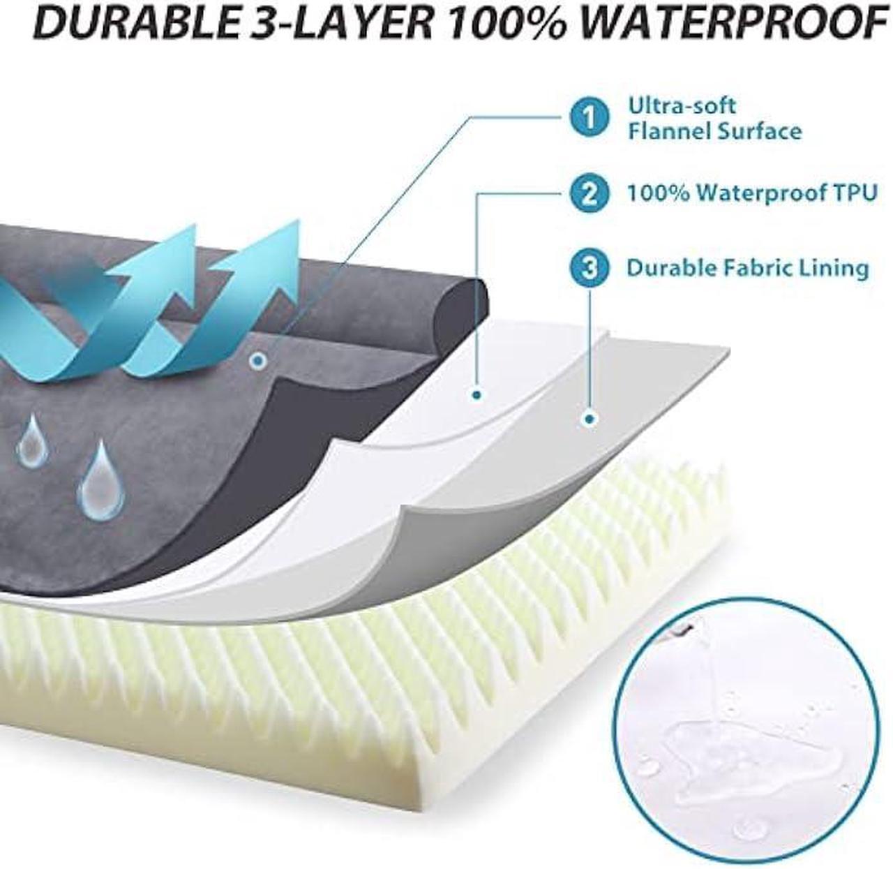 Alt view image 4 of 6 - KSIIA Orthopedic Dog Bed Waterproof Dog Beds for Large Dogs Flannel Bolster Dog Couch Bed with Egg Crate Foam Removable Washable Cover & Nonskid Bottom, 40 x 32 Inch, Gray