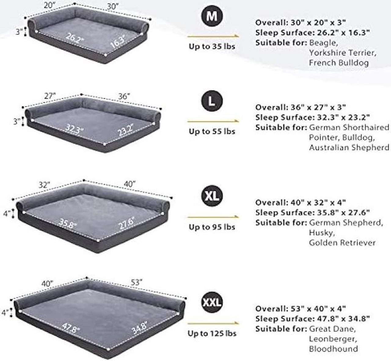 Alt view image 6 of 6 - KSIIA Orthopedic Dog Bed Waterproof Dog Beds for Large Dogs Flannel Bolster Dog Couch Bed with Egg Crate Foam Removable Washable Cover & Nonskid Bottom, 40 x 32 Inch, Gray
