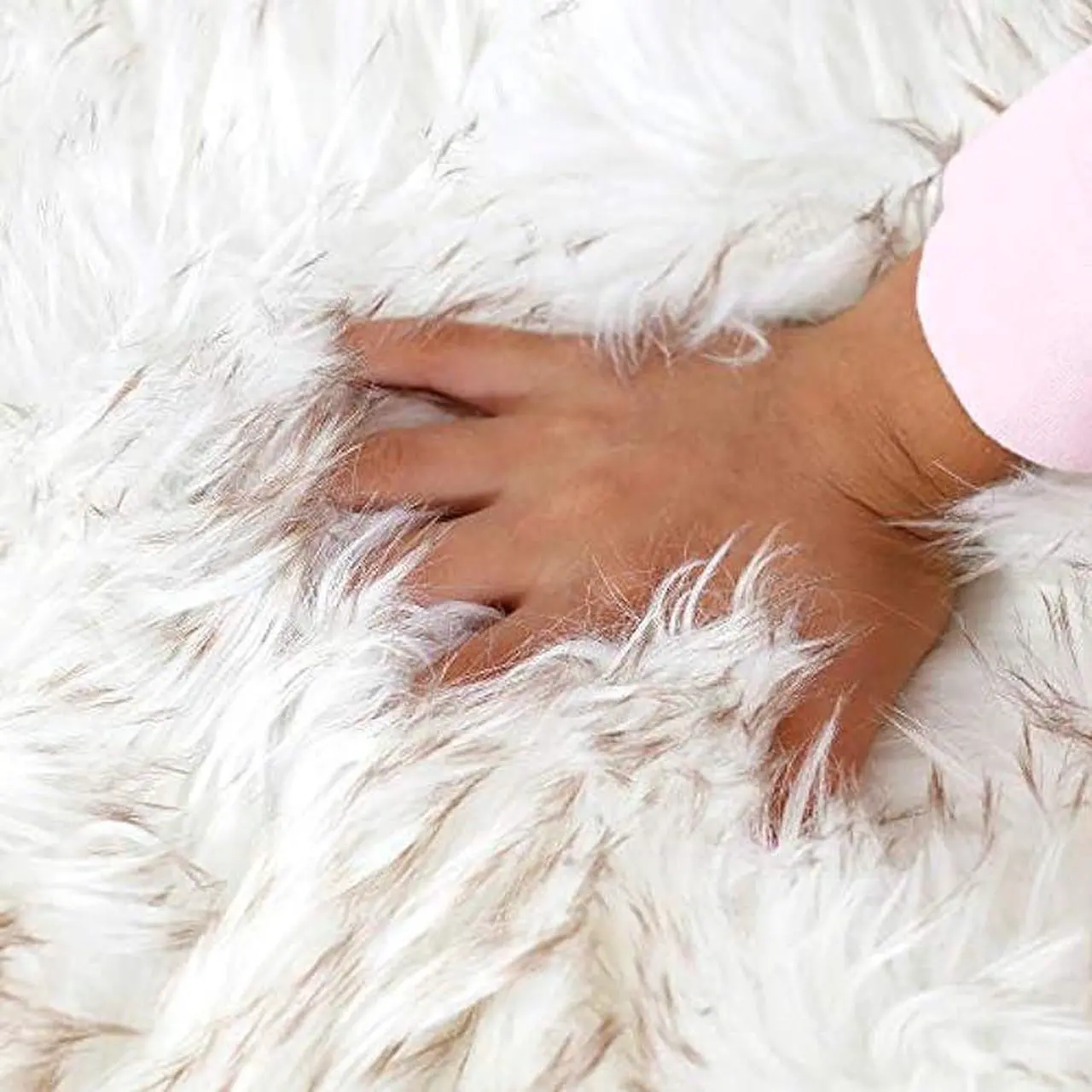 Alt view image 4 of 6 - Luxury Faux Fur Orthopedic Dog Bed, Memory Foam Dog Bed for Small, Medium, Large and XL Pets, Fluffy Pup Rug with Waterproof and Washable Soft Cover, Bone White (Medium)