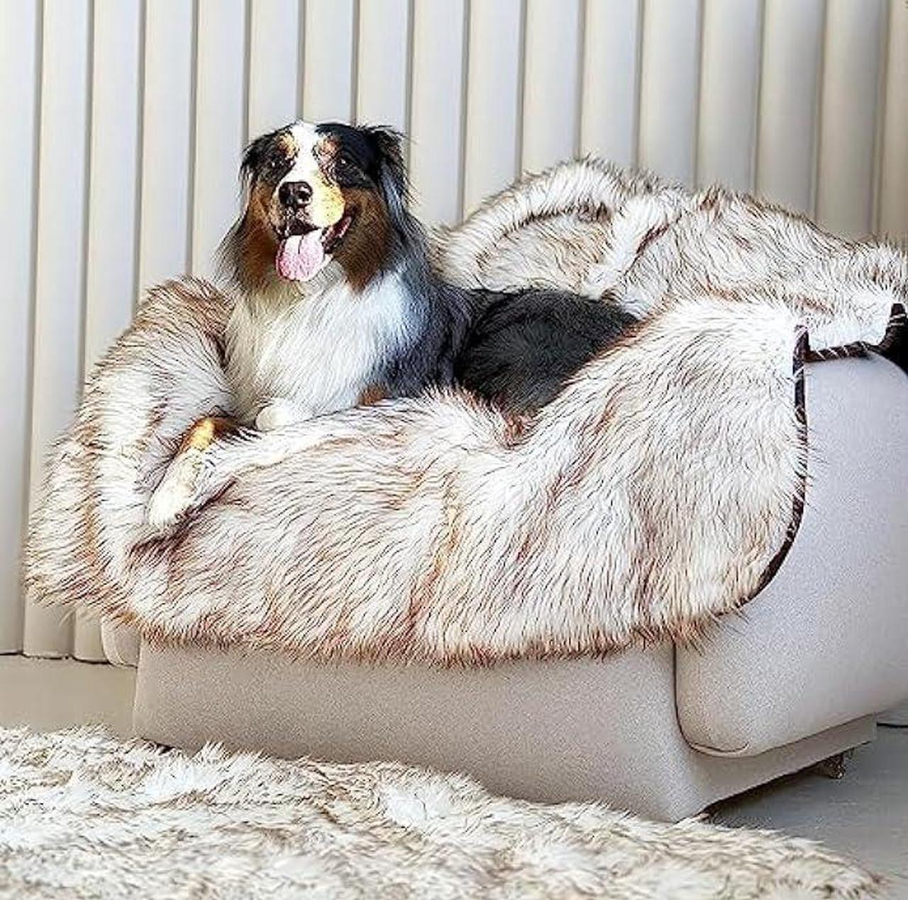 Alt view image 2 of 6 - Waterproof Dog Blanket, Plush Throw for Sleeping, Whelping, and Comfort, Pet Fur, Bed, Car, Couch, and Furniture Protection with Soft, Stain Resistant Surface, Machine Washable (60 x 50, White)