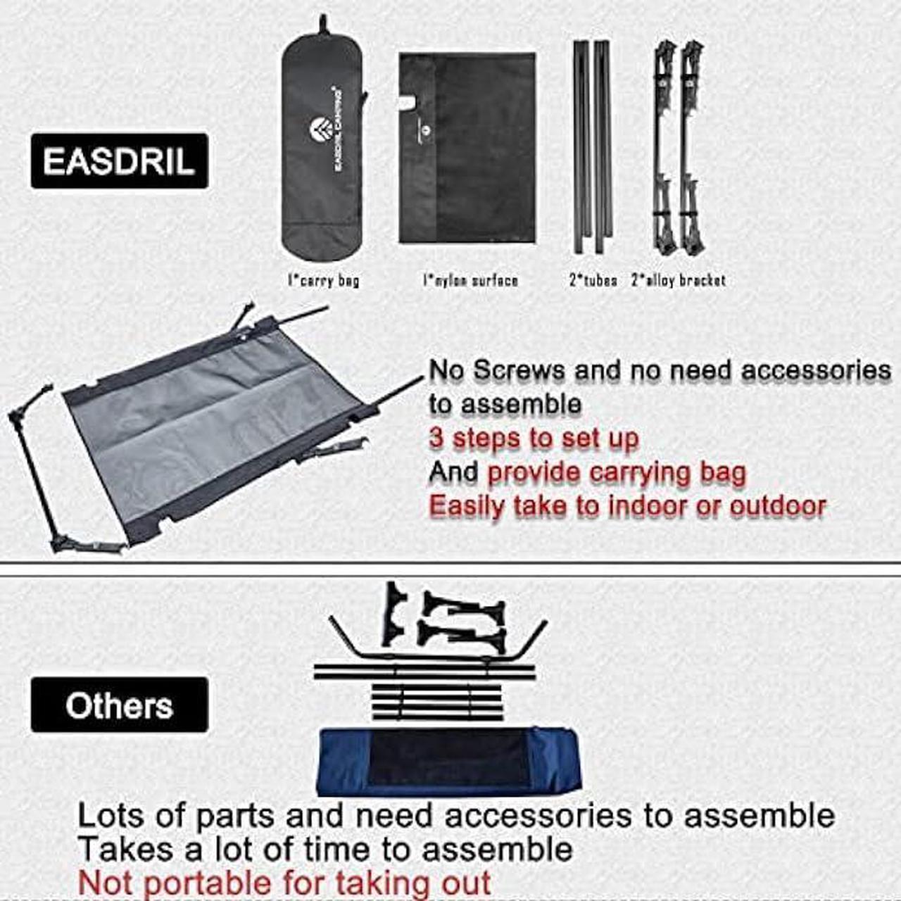 Alt view image 5 of 6 - Folding Elevated Dog Bed  Portable Collapsible Raised Dog Cots Cooling Pet Bed with Aluminum Frame, Lever Locking System, Breathable Mesh for Camping, Beach, Lawn, Travel