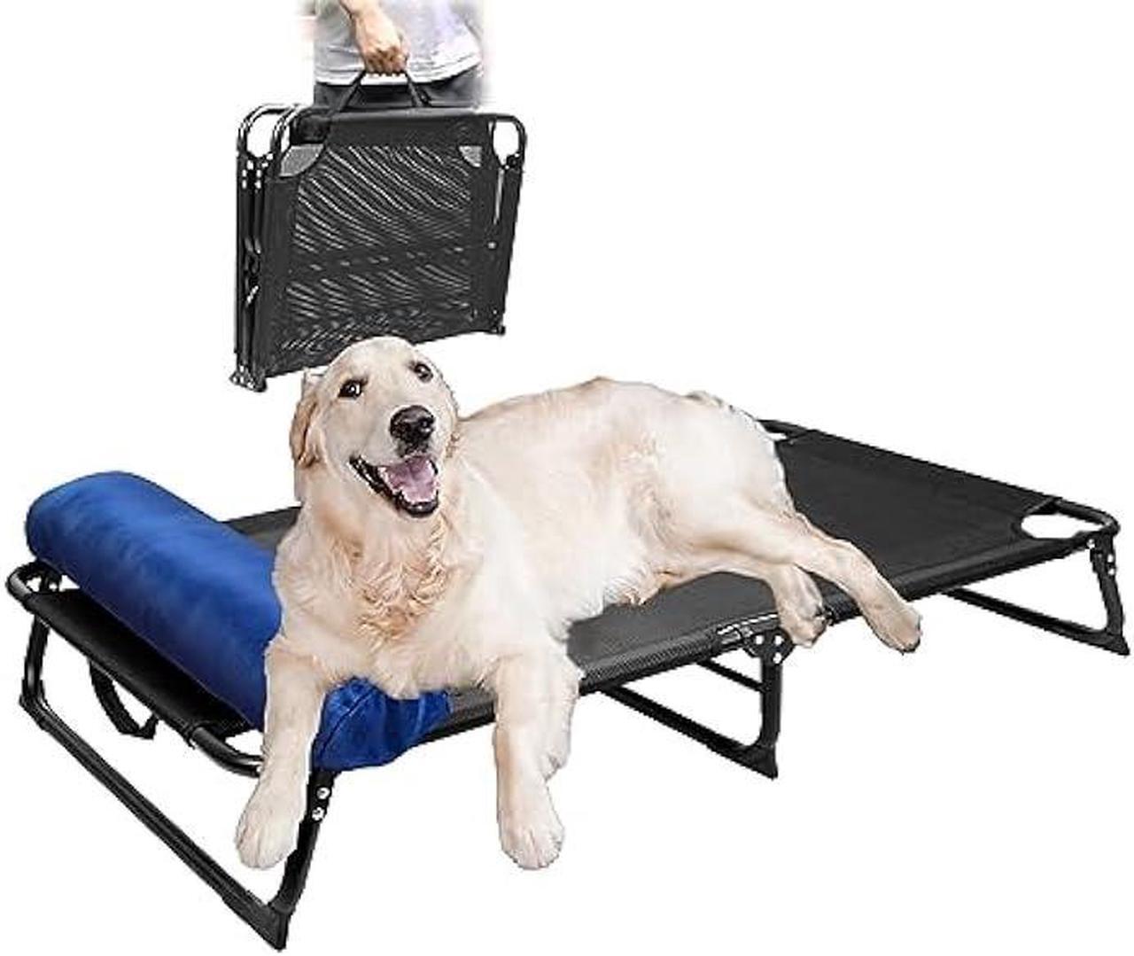 Main image of CAREDPETS Elevated Dog Cots Bed Raised w/Bolster for Large XL XXL Jumbo Dogs, Portable Foldable Chew-Resistance Cooling Mesh Indoor & Outdoor Camping Pet Hammock, No Assembly Needed, Black 54x30x8