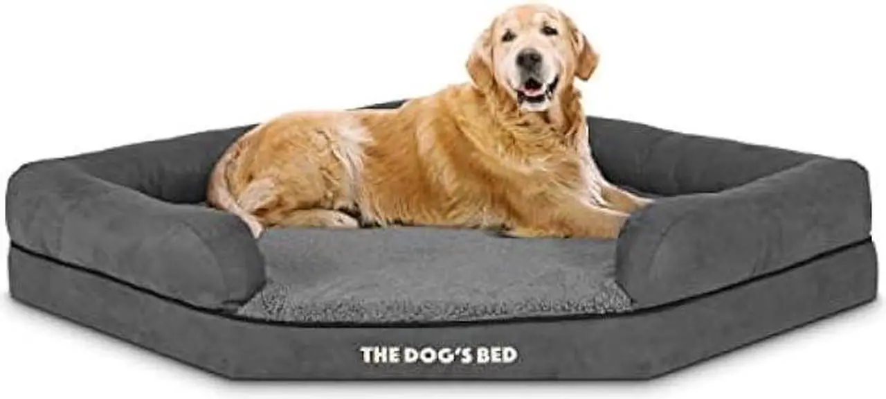 Alt view image 3 of 7 - The Dogs Bed Orthopedic Memory Foam Waterproof Corner Dog Bed, XL, Grey Plush, Eases Pet Arthritis & Hip Dysplasia Pain, Therapeutic & Supportive, Washable Plush Fabric Cover