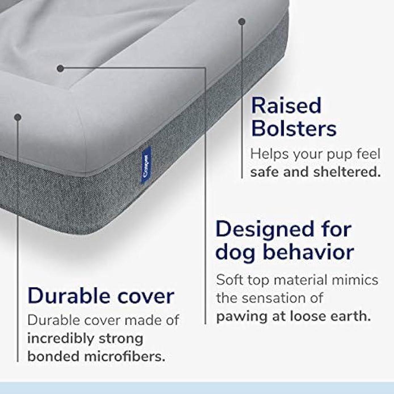 Alt view image 2 of 5 - Casper Dog Bed, Plush Memory Foam, Large, Gray