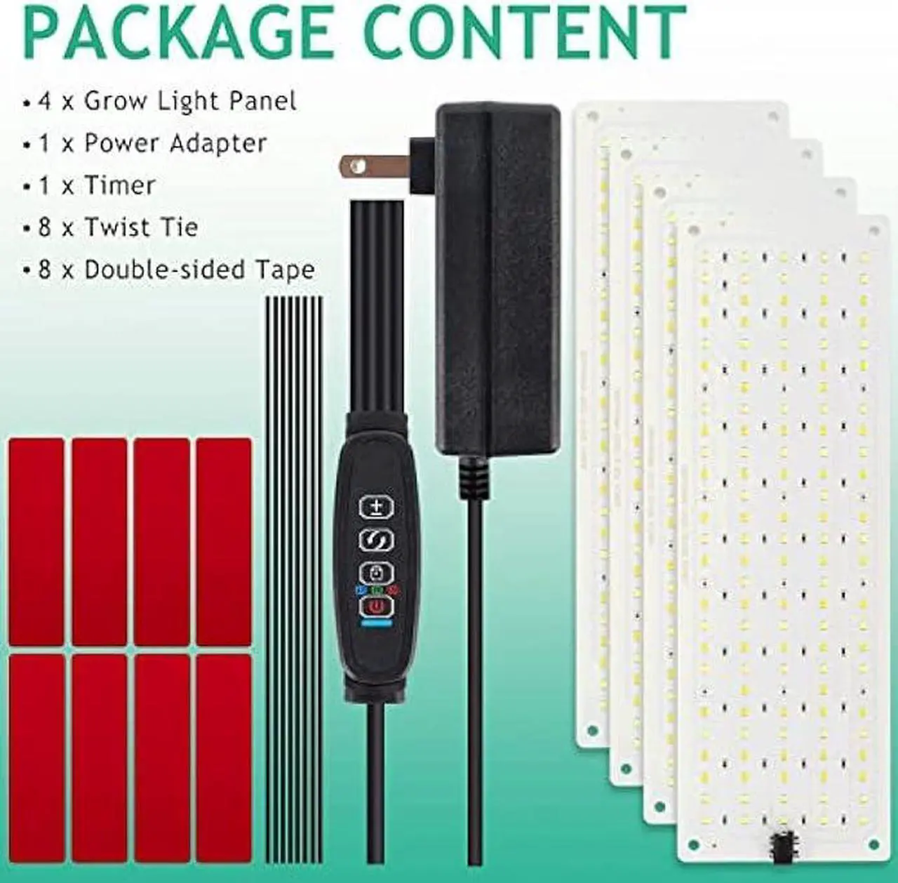 Alt view image 7 of 7 - LBW Plant Grow Light, 540 LEDs Full Spectrum Grow Lights for Indoor Plants, Under Cabinet Grow Lamp with 4/8/12H Timer, 3 Lighting Modes, 10 Dimmable Levels, Suitable for Plant Growth, 4 Pack