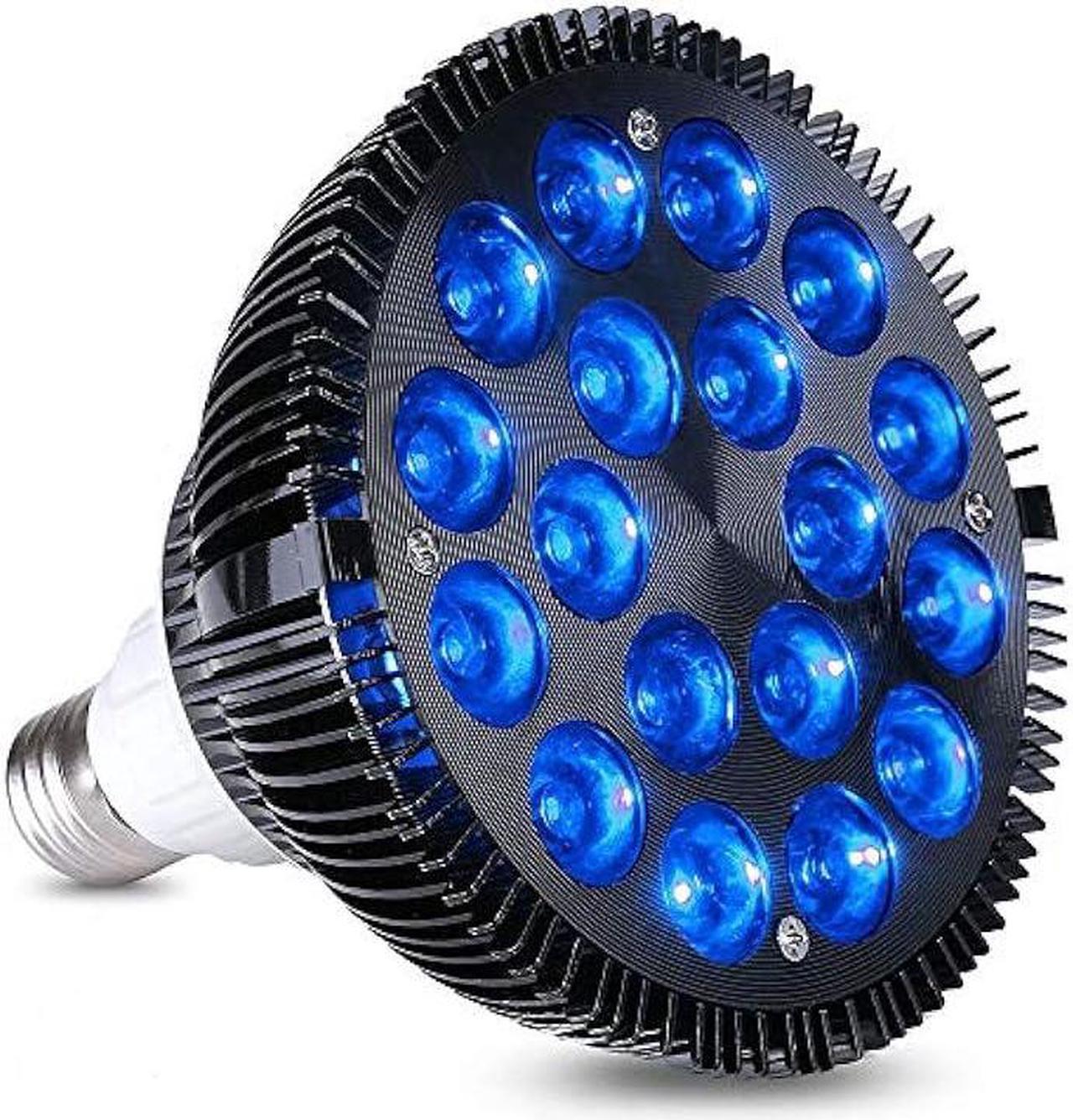 HIGROW LED Aquarium Light Blub, Wolezek 36W LED Plant Grow Light Bulb with 18x2W 450-460nm Blue LEDs for Indoor Plants Veg and Aquarium Plants Growing