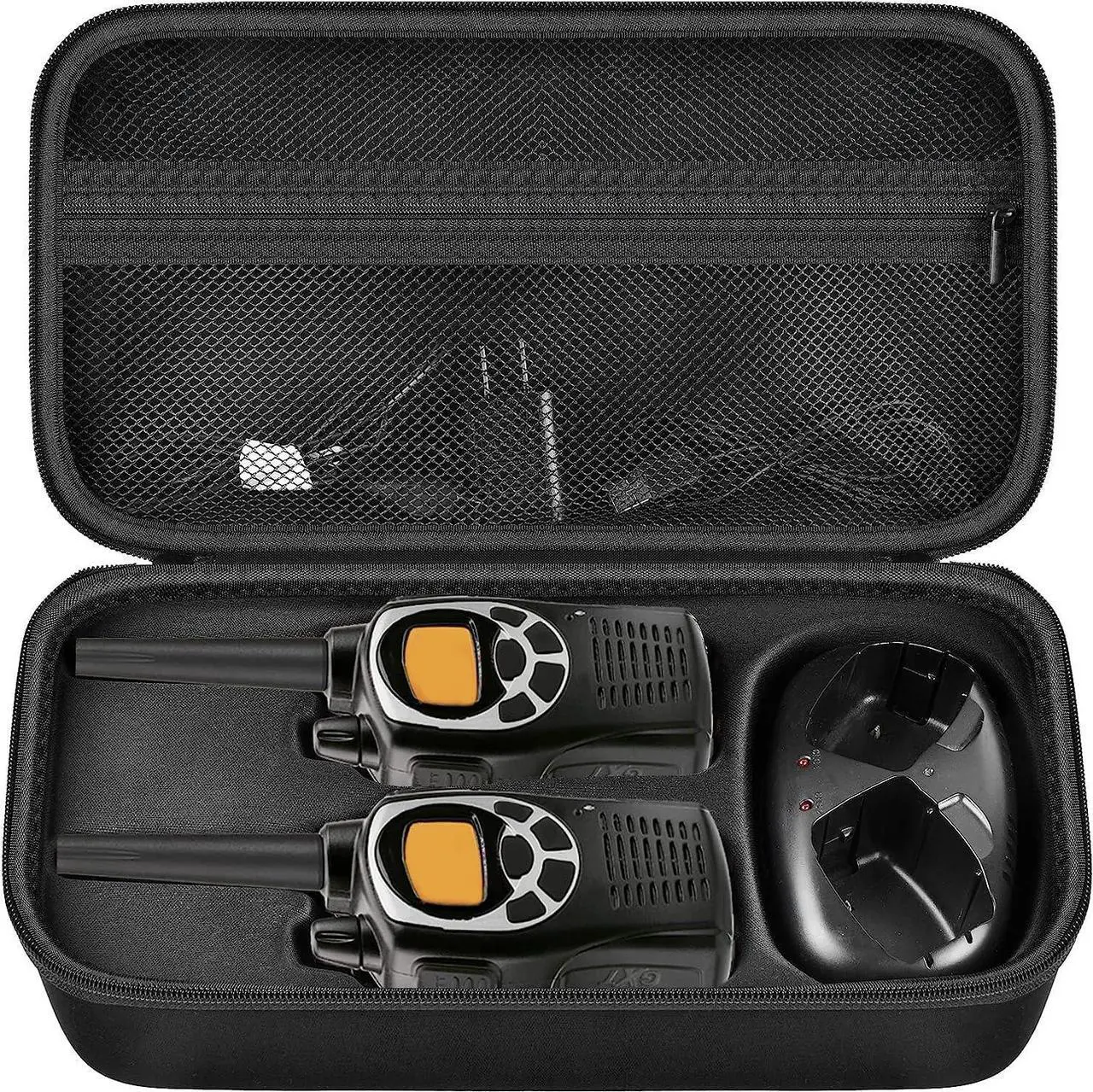 Main image of ANKHOH Walkie Talkie Case Holder for 50 Channel GMRS Two-Way Radio, Long Range Handheld Mobile Radios Hard Storage Carrying Box for Rechargeable Batteries, Charger and Headset, Black(Bag Only)
