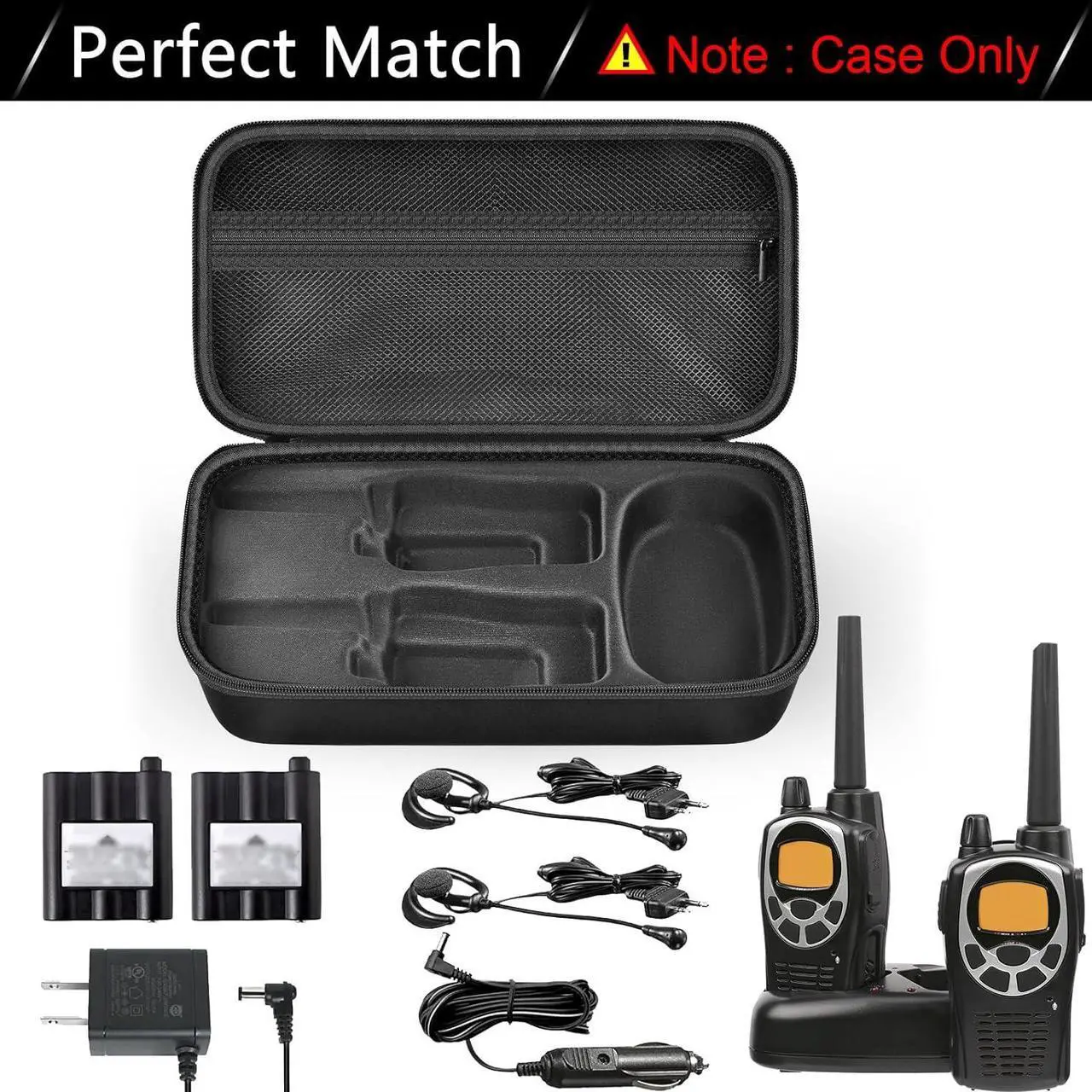 Alt view image 2 of 7 - ANKHOH Walkie Talkie Case Holder for 50 Channel GMRS Two-Way Radio, Long Range Handheld Mobile Radios Hard Storage Carrying Box for Rechargeable Batteries, Charger and Headset, Black(Bag Only)
