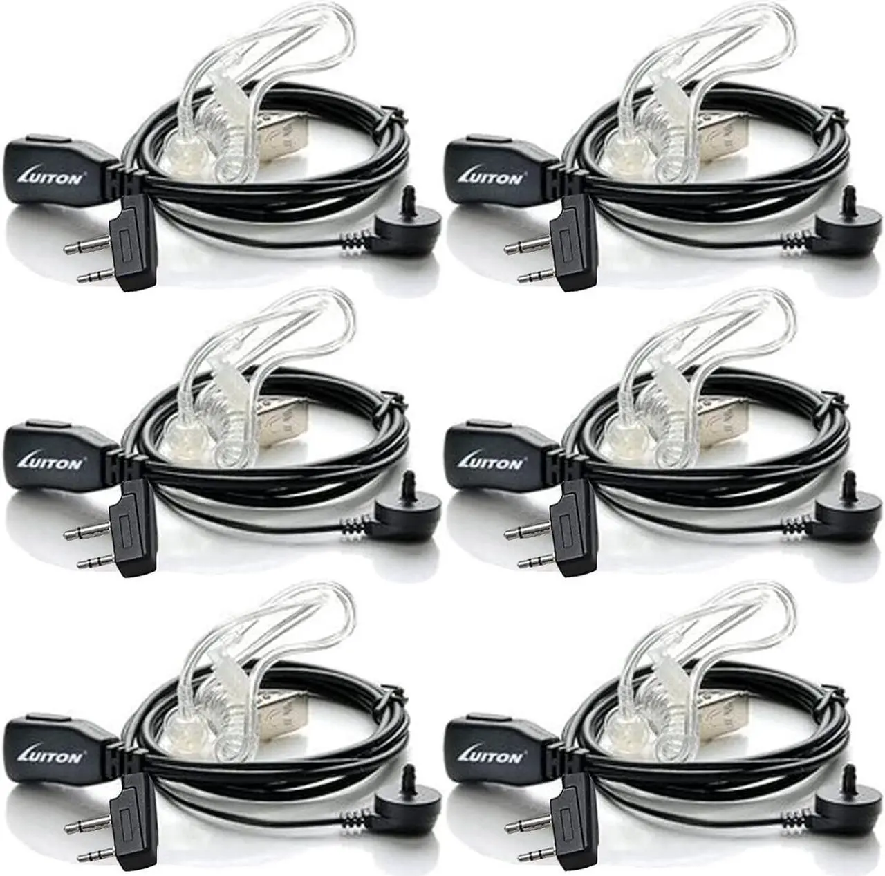 Main image of LUITON Earpieces for Midland Walkie Talkie Earpieces with Mic Security Headsets for Midland Two Way Radios Compatible with Midland GXT1000VP4 LXT600VP3 GXT1050VP4 GXT1000XB LXT500VP3 etc (6 Pack)