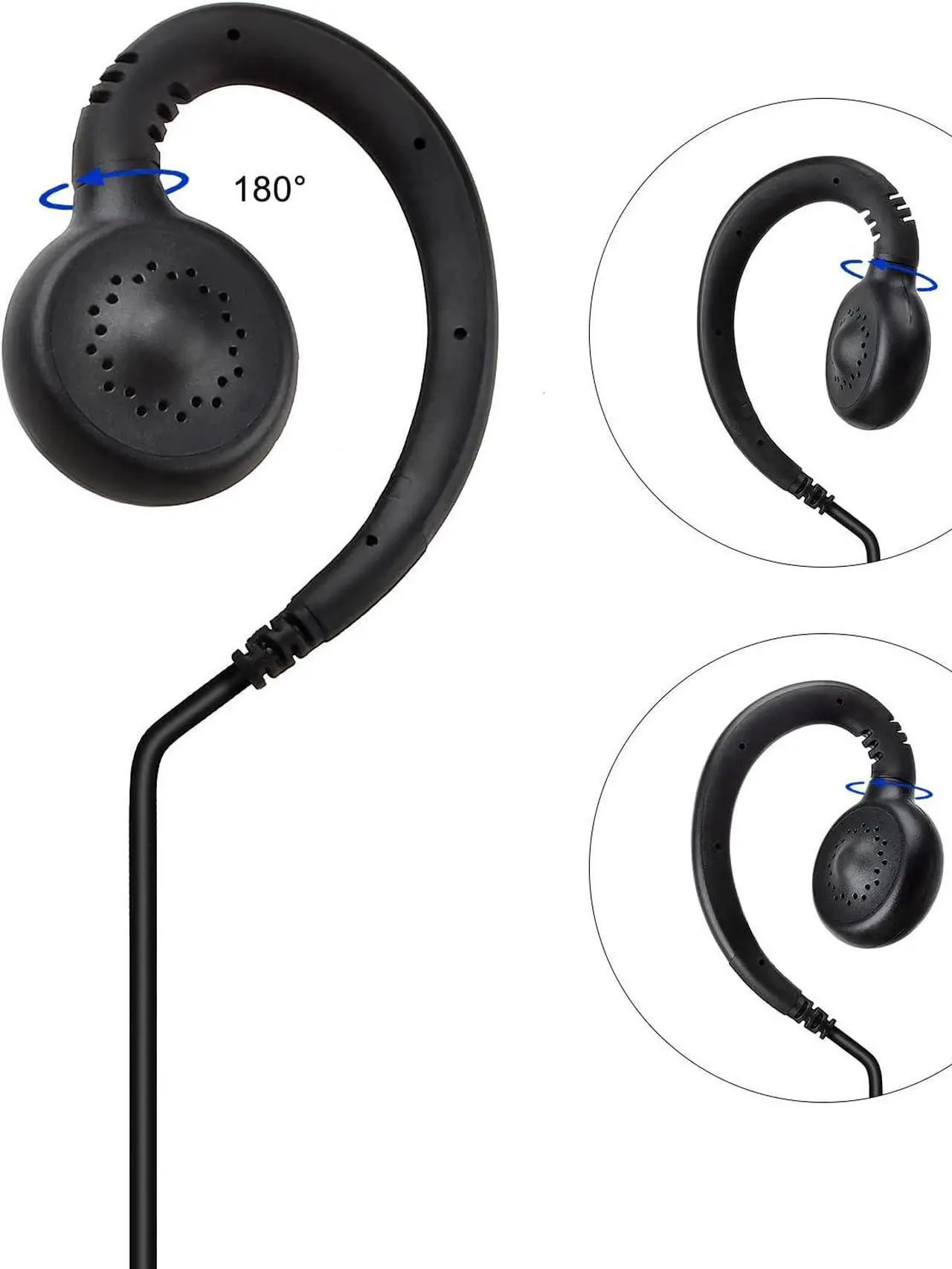 Alt view image 5 of 5 - UAYESOK 3.5mm Receive/Listen Only Earpiece, C Shape Police Security Speaker Mic Headset with 3.5mm Audio Jacks for Ham Radio Walkie Talkie