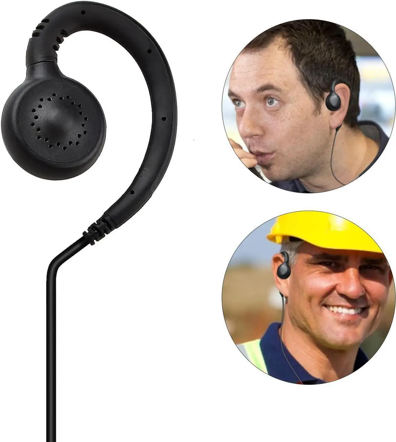 Alt view image 2 of 5 - UAYESOK 3.5mm Receive/Listen Only Earpiece, C Shape Police Security Speaker Mic Headset with 3.5mm Audio Jacks for Ham Radio Walkie Talkie