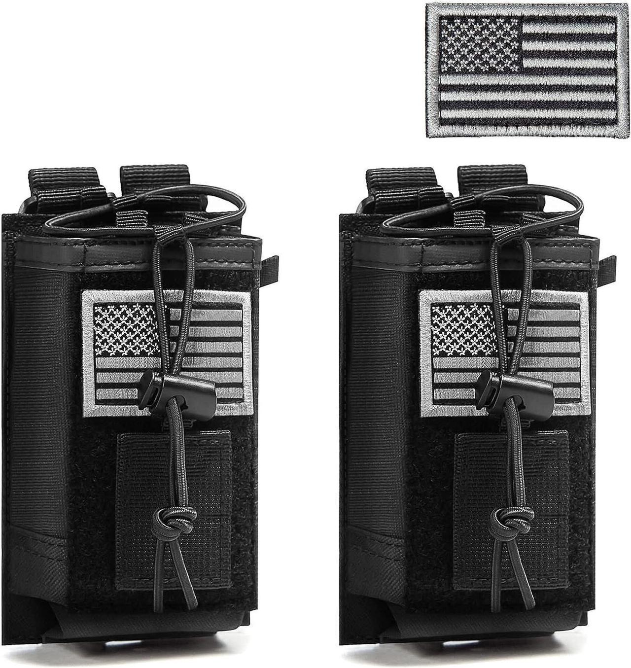 Main image of 2 Pack Tactical Radio Holder Radio Case Molle Radio Holster Military Heavy Duty Radios Pouch Bag for Two Ways Walkie Talkies Adjustable Storage with 3 Pack Patch