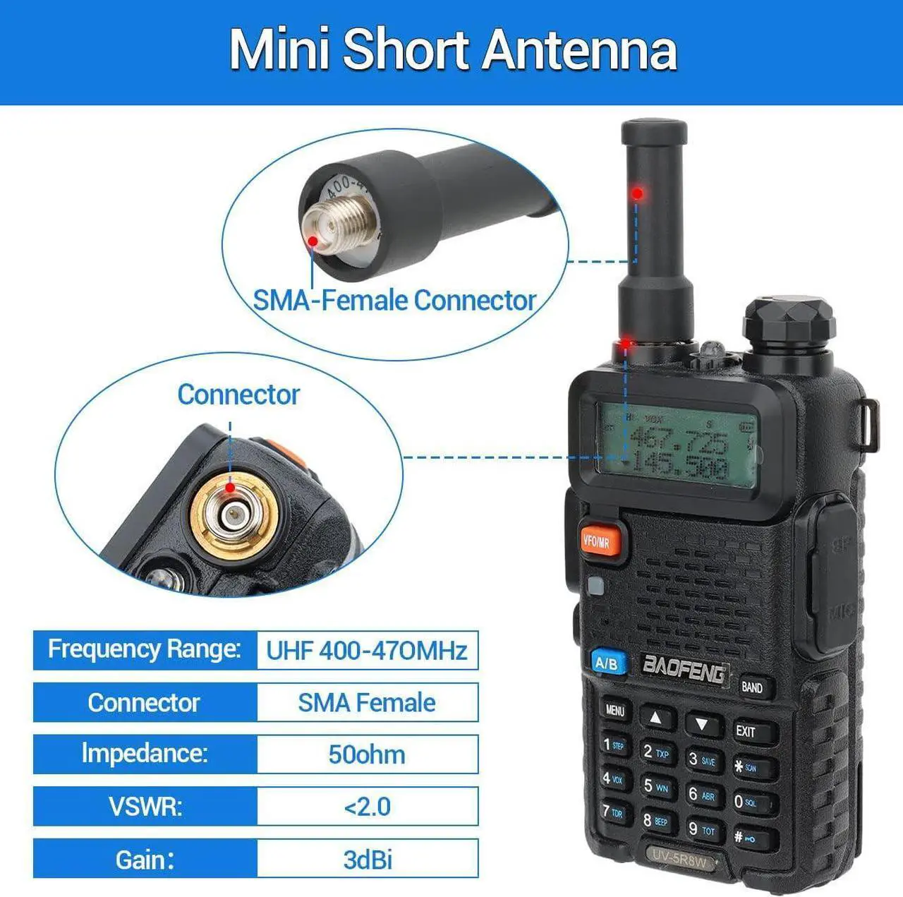 Alt view image 5 of 7 - BaoFeng Antenna Stubby Antenna UHF 400-470MHz Ham Radio Antenna Replacement Walkie Talkie SMA Female Antenna Compatiable with BaoFeng BF-888S UV-5R Retevis H-777S Kenwood FRS Two Way Radio(4 Pack)