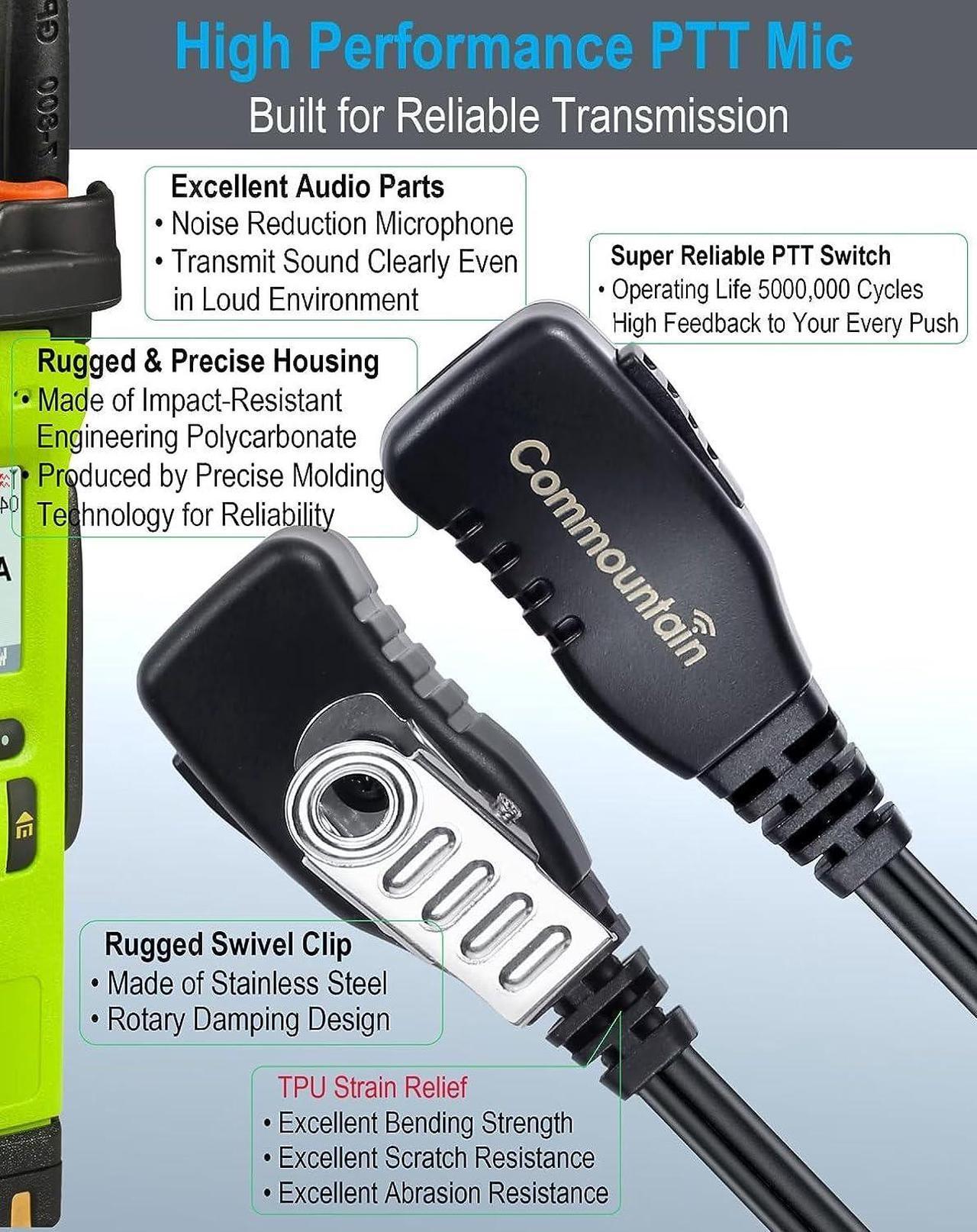 Alt view image 4 of 7 - commountain CLS1410 CLS1110 Earpiece with Mic for Motorola Radios DTR550 DTR600 DTR700 RDU4100 RDU4160D RMU2040 RMU2080D RMU2080 RMV2080 DLR1020 DLR1060 VL50, CLS 1410 CLS 1110 Acoustic Tube Headset
