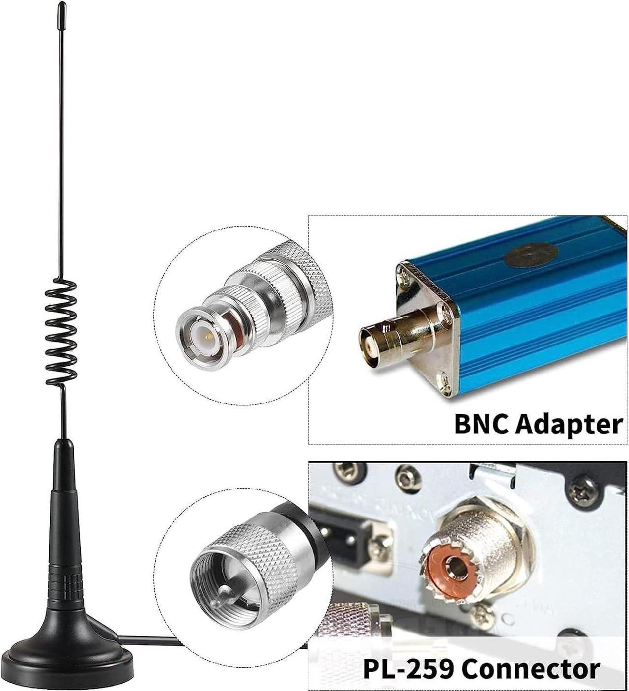 Alt view image 5 of 7 - CB Antenna 27MHz Handheld CB Radio Antenna Magnetic Mount 14 Inch CB Radio Antenna PL259 & BNC Male Compatible with Cobra Midland Uniden President Vehicle Car Truck Mobile CB Radio Handheld CB Radio