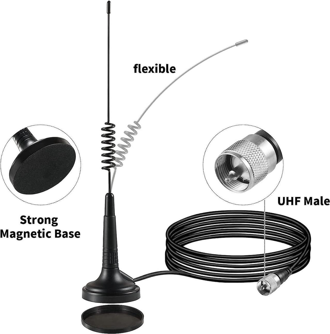 Alt view image 6 of 7 - CB Antenna 27MHz Handheld CB Radio Antenna Magnetic Mount 14 Inch CB Radio Antenna PL259 & BNC Male Compatible with Cobra Midland Uniden President Vehicle Car Truck Mobile CB Radio Handheld CB Radio