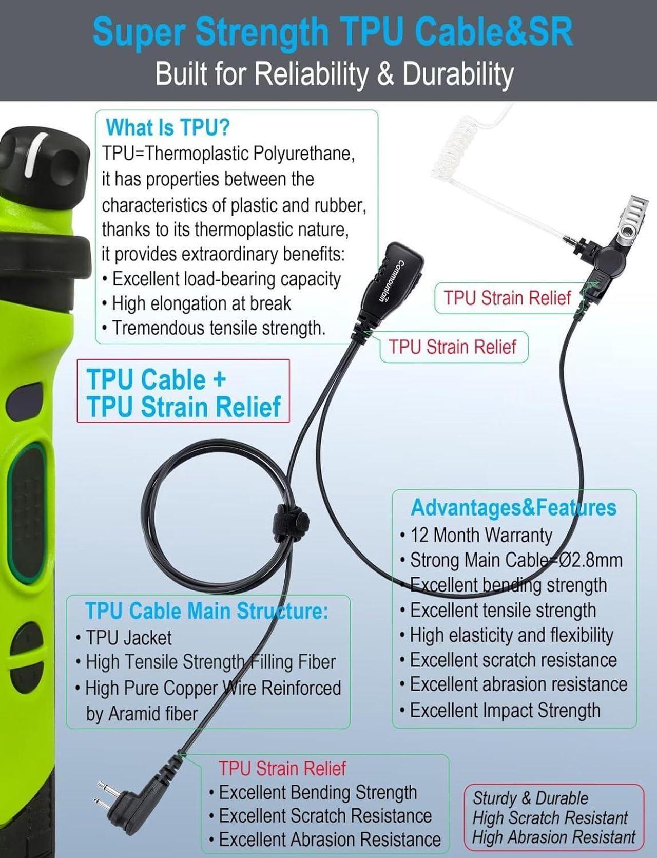 Alt view image 5 of 7 - commountain CLS1410 CLS1110 Earpiece with Mic for Motorola Radios DTR550 DTR600 DTR700 RDU4100 RDU4160D RMU2040 RMU2080D RMU2080 RMV2080 DLR1020 DLR1060 VL50, CLS 1410 CLS 1110 Acoustic Tube Headset