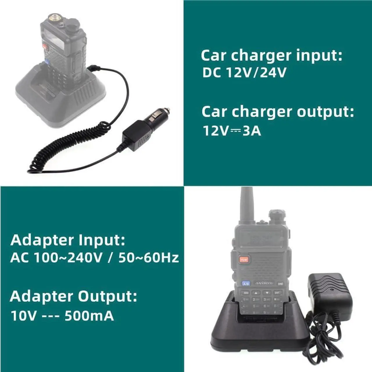 Alt view image 3 of 6 - Baofeng UV-5R Charger Ham Radio Base Desktop Charger DC 12V Car Charge Cable for Baofeng UV-5R Series