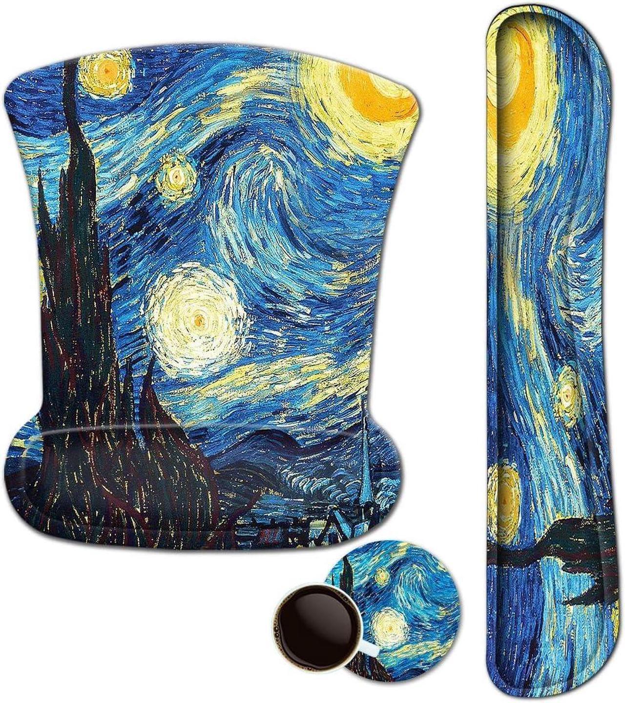 Main image of Mouse Pad with Wrist Support and Keyboard Wrist Rest Pad Set,Ergonomic Mouse Pads for Computers Laptop,Non-Slip Comfortable Mousepad w/Raised Memory Foam for Easy Typing & Pain Relief (Starry Night)
