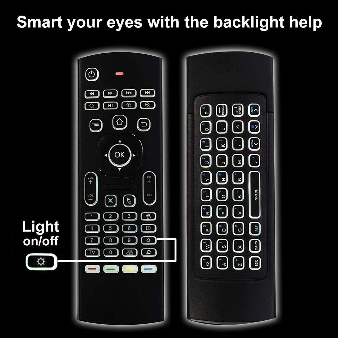 Alt view image 2 of 7 - Air Mouse Remote MX3 Pro with Backlit, Rock&Rown 2.4G Air Remote with Wireless Keyboard,Backlit and Key-Learning Function, Best for Android TV/Box/PC/Android Projector/HTPC/Xbox/Raspberry Pi