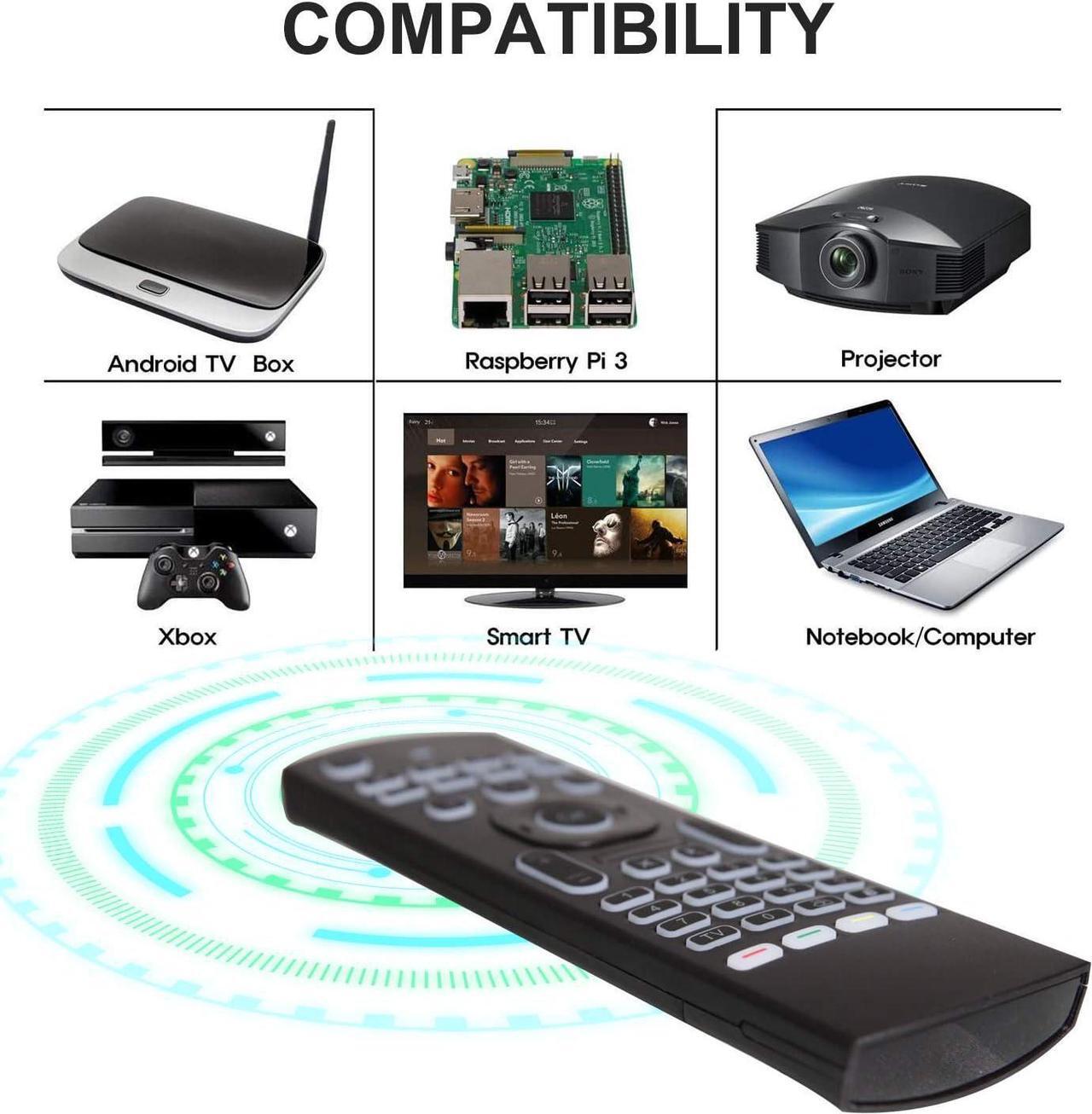 Alt view image 5 of 7 - Air Mouse Remote MX3 Pro with Backlit, Rock&Rown 2.4G Air Remote with Wireless Keyboard,Backlit and Key-Learning Function, Best for Android TV/Box/PC/Android Projector/HTPC/Xbox/Raspberry Pi
