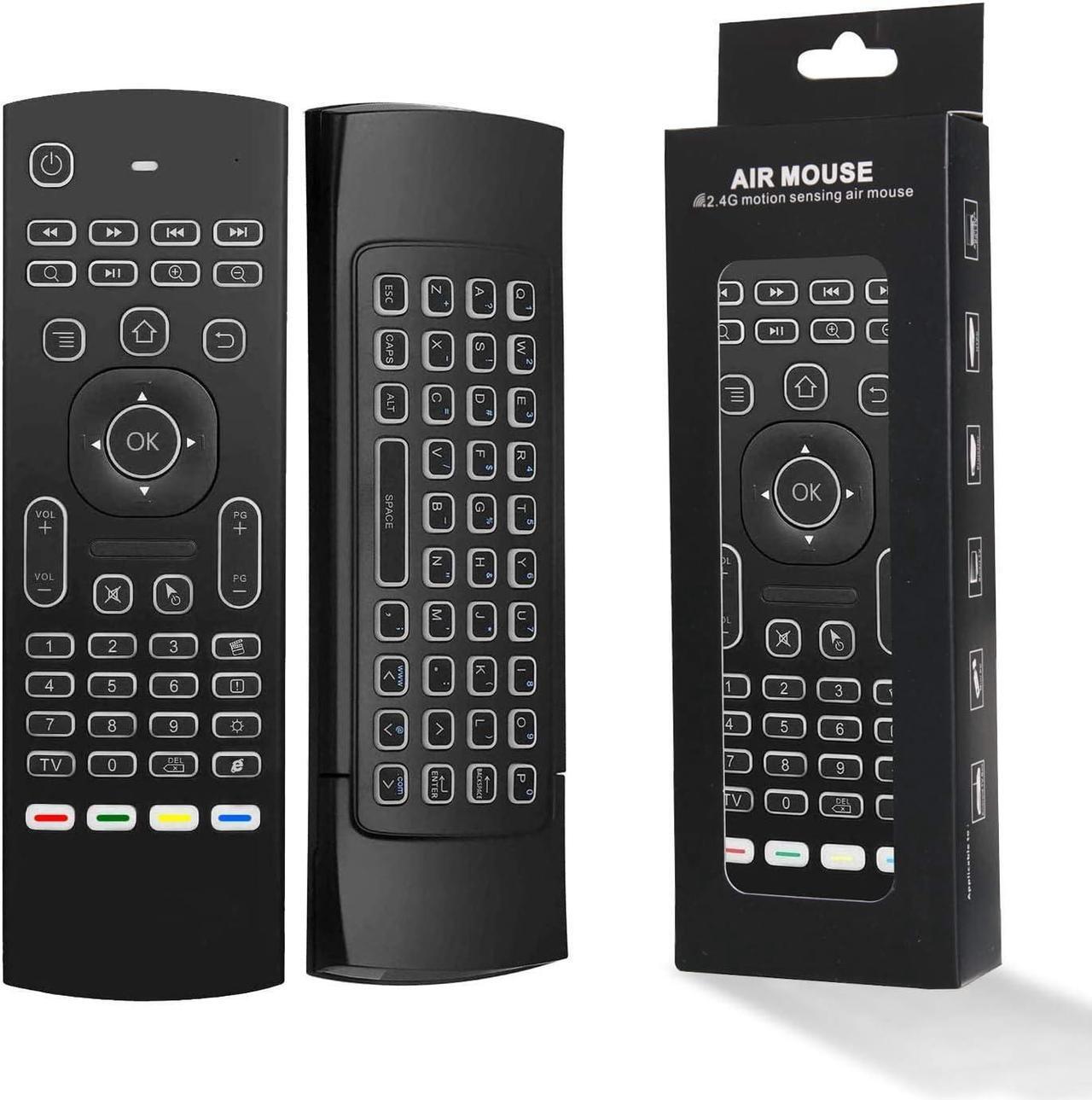Alt view image 7 of 7 - Air Mouse Remote MX3 Pro with Backlit, Rock&Rown 2.4G Air Remote with Wireless Keyboard,Backlit and Key-Learning Function, Best for Android TV/Box/PC/Android Projector/HTPC/Xbox/Raspberry Pi