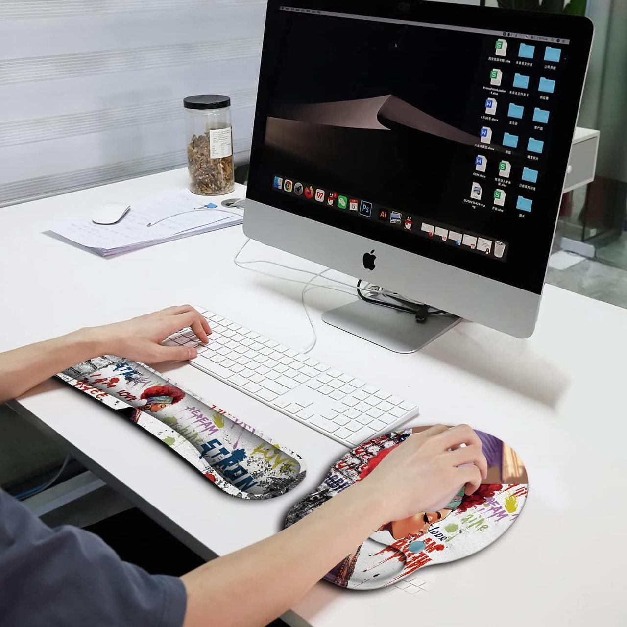Alt view image 4 of 7 - Ergonomic Mouse Pad Wrist Support Gel and Keyboard Wrist Rest Set for Laptop, Mac, Gaming and Office, Durable, Comfortable and Pain Relief + Coaster, (Yu-Mouse pad-h2)