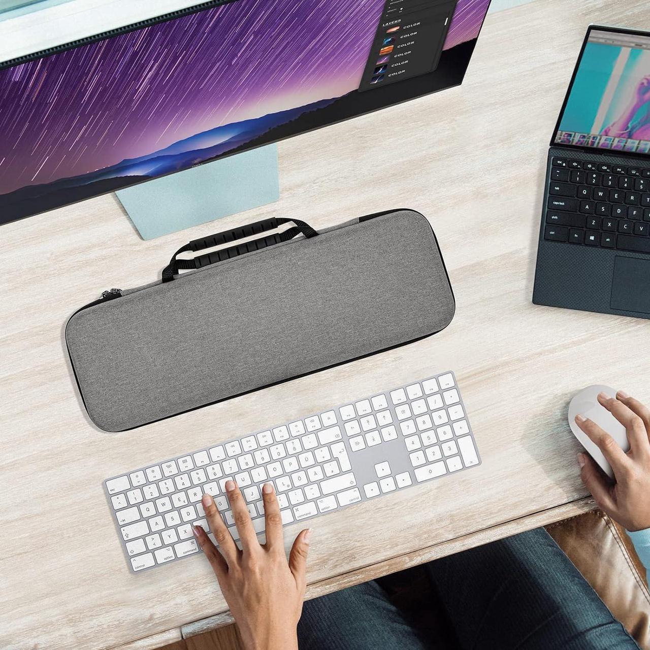 Alt view image 5 of 7 - Geekria Hard Carrying Case Compatible with APPL Magic Keyboard Numeric Keypad + APPL Magic Mouse (Light Grey)