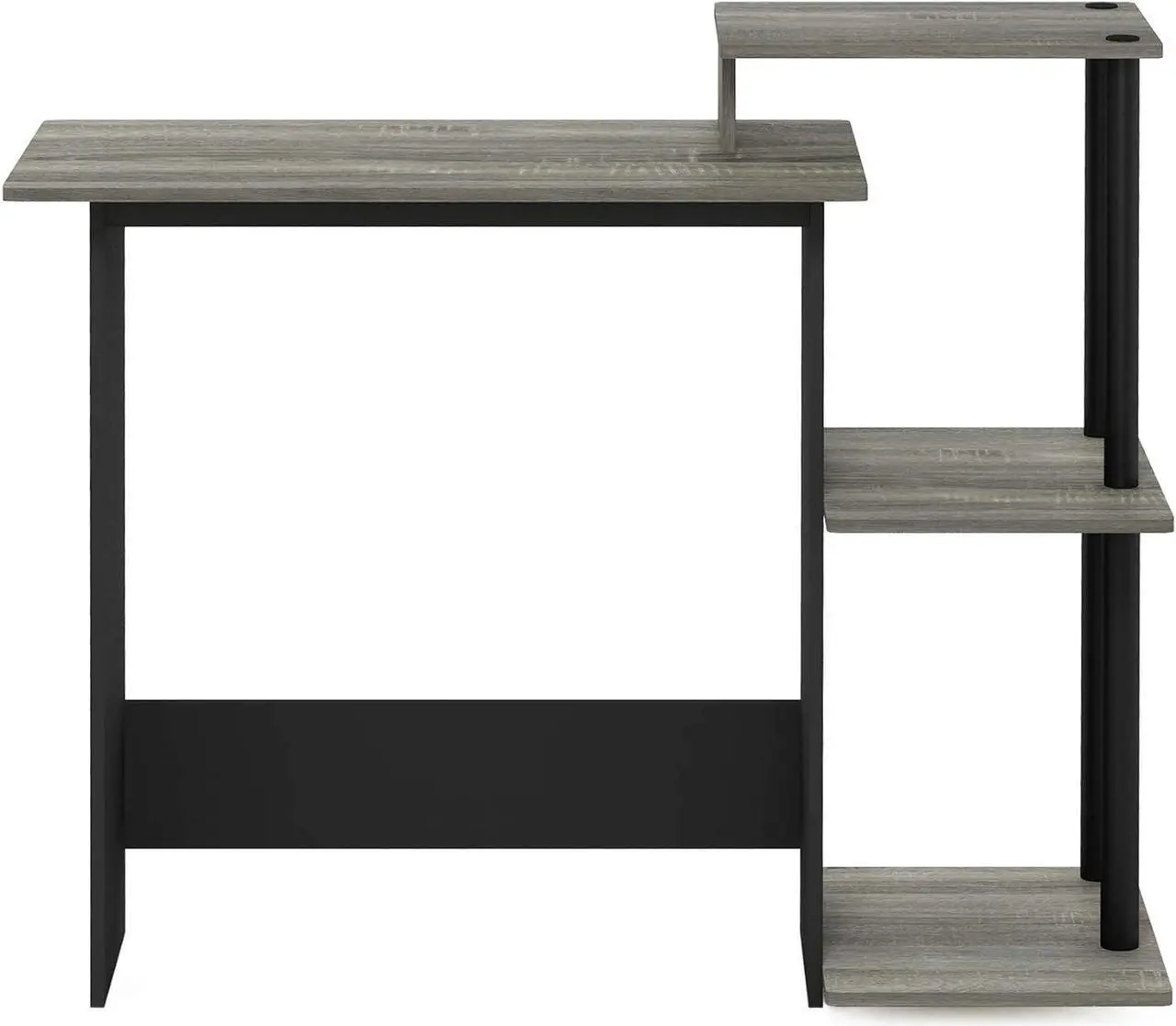 Alt view image 7 of 7 - Furinno Efficient Home Laptop Notebook Computer Desk with Square Shelves, French Oak/Black