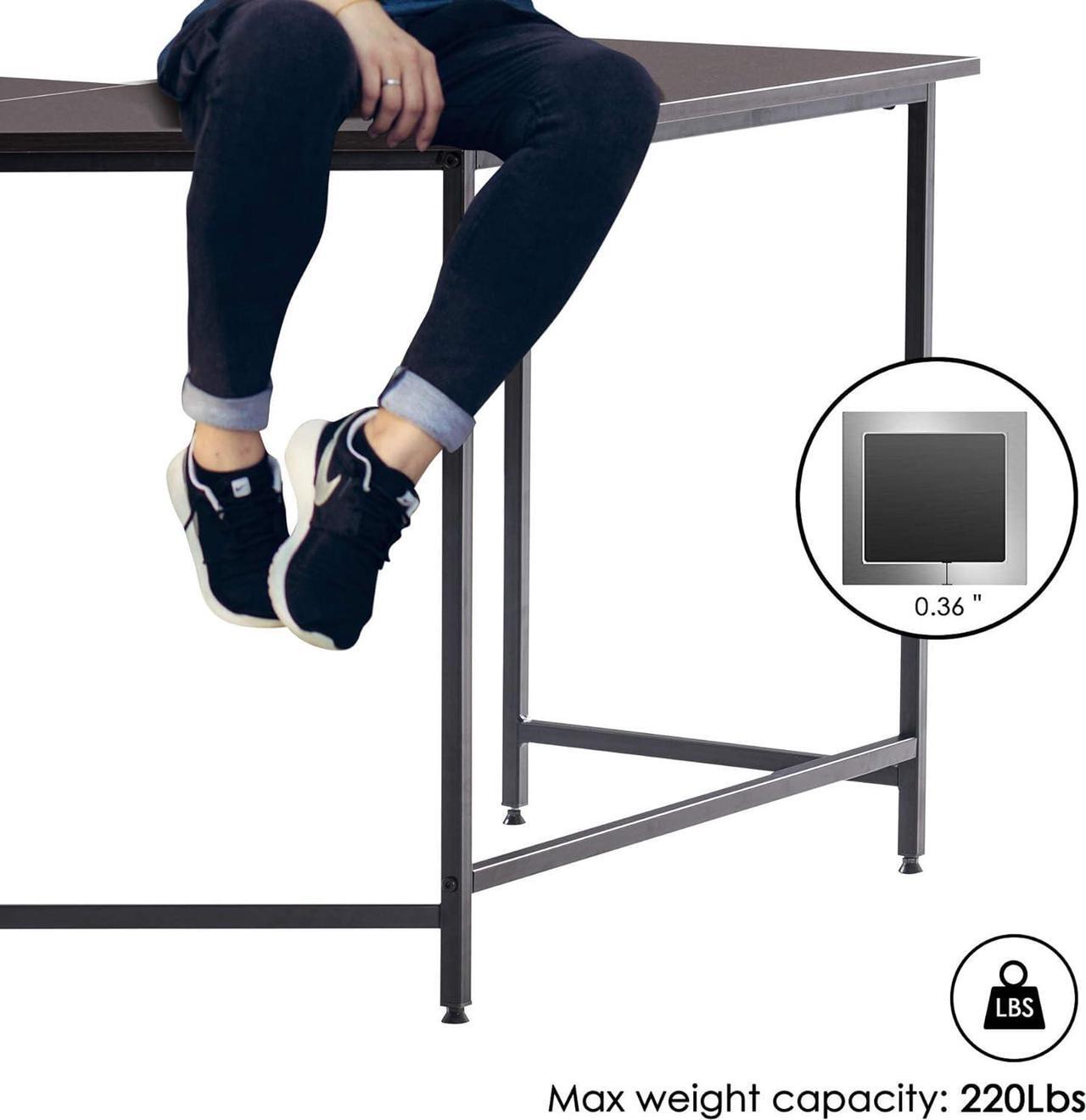 Alt view image 7 of 7 - ivinta Modern L-Shaped Computer Office Desk, Gaming Corner Desk with Monitor Stand, Home Office Study Writing Table Workstation for Small Spaces