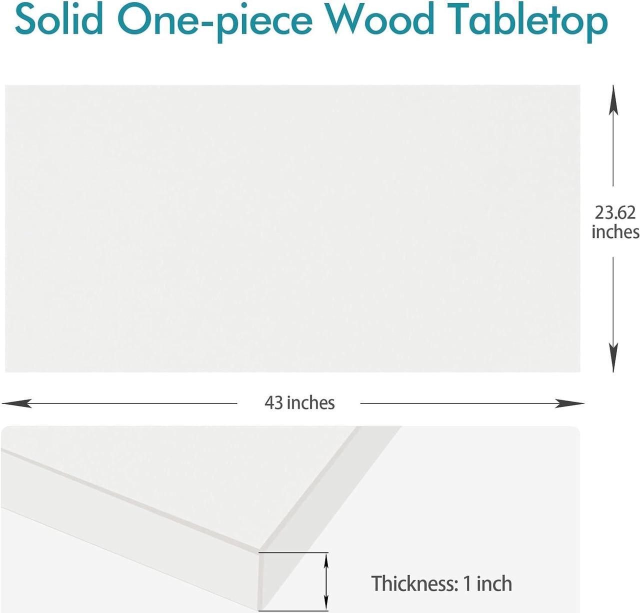 Alt view image 2 of 7 - Kaboon Table Top 43x24 inches, One-Piece Melamine Desktop for Sit Stand Desk, Double Desks for Home Office, Rectangular Wood Countertop, 1 inch Thick, White Top Only
