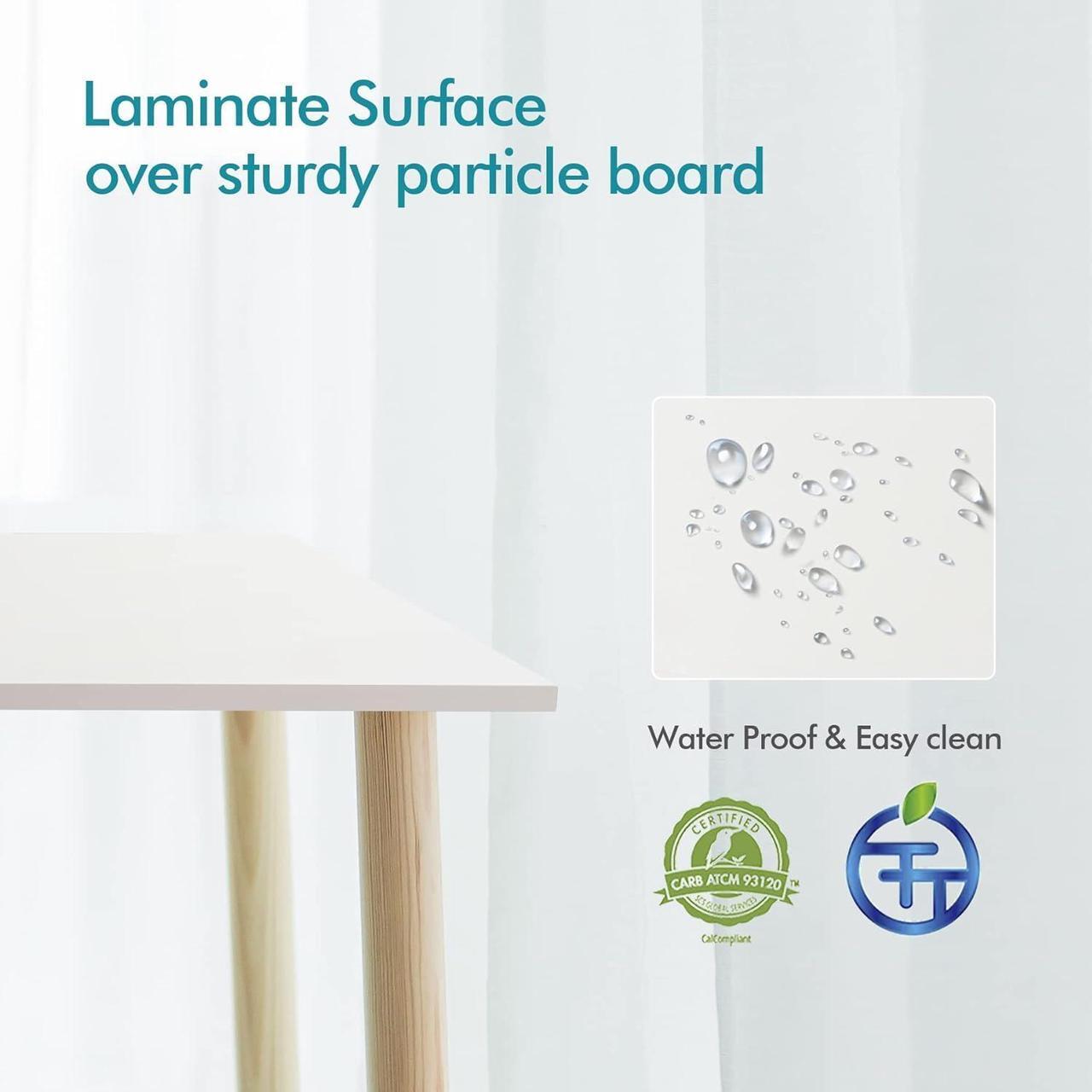 Alt view image 3 of 7 - Kaboon Table Top 43x24 inches, One-Piece Melamine Desktop for Sit Stand Desk, Double Desks for Home Office, Rectangular Wood Countertop, 1 inch Thick, White Top Only