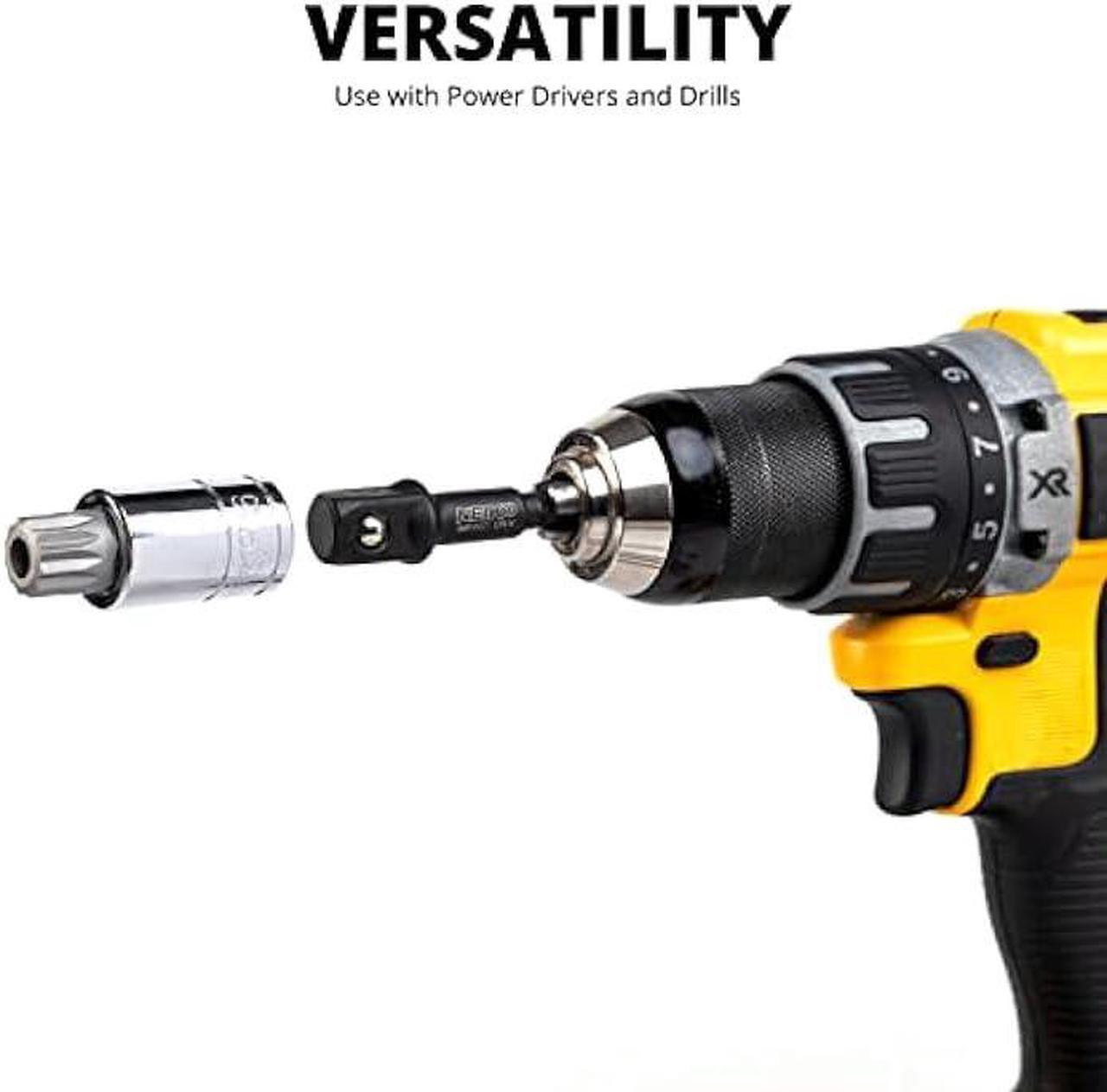 Alt view image 5 of 6 - NEIKO 00254A Impact Socket Adapter and Magnetic Bit Holder, 7-Piece Set, 1/4 Hex Shank with 1/4, 3/8, 1/2-Inch Drive, Socket Adapter Extension Set 6 Long, Cr-V Steel, Power Drills & Impact Drivers