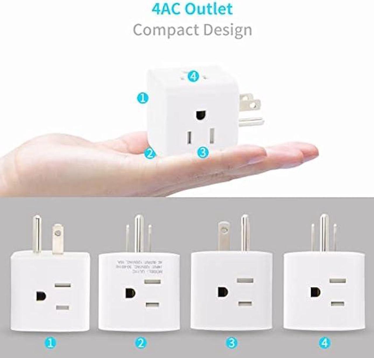 Alt view image 2 of 6 - Multi Plug Outlet Extender,Wonplug Right Angle Plug Adapter with 4 AC Side Outlets Adaptor Electrical Multiple Plug Extender Splitter Expander Compact Wall Charger for USA Home Office Cruise Travel